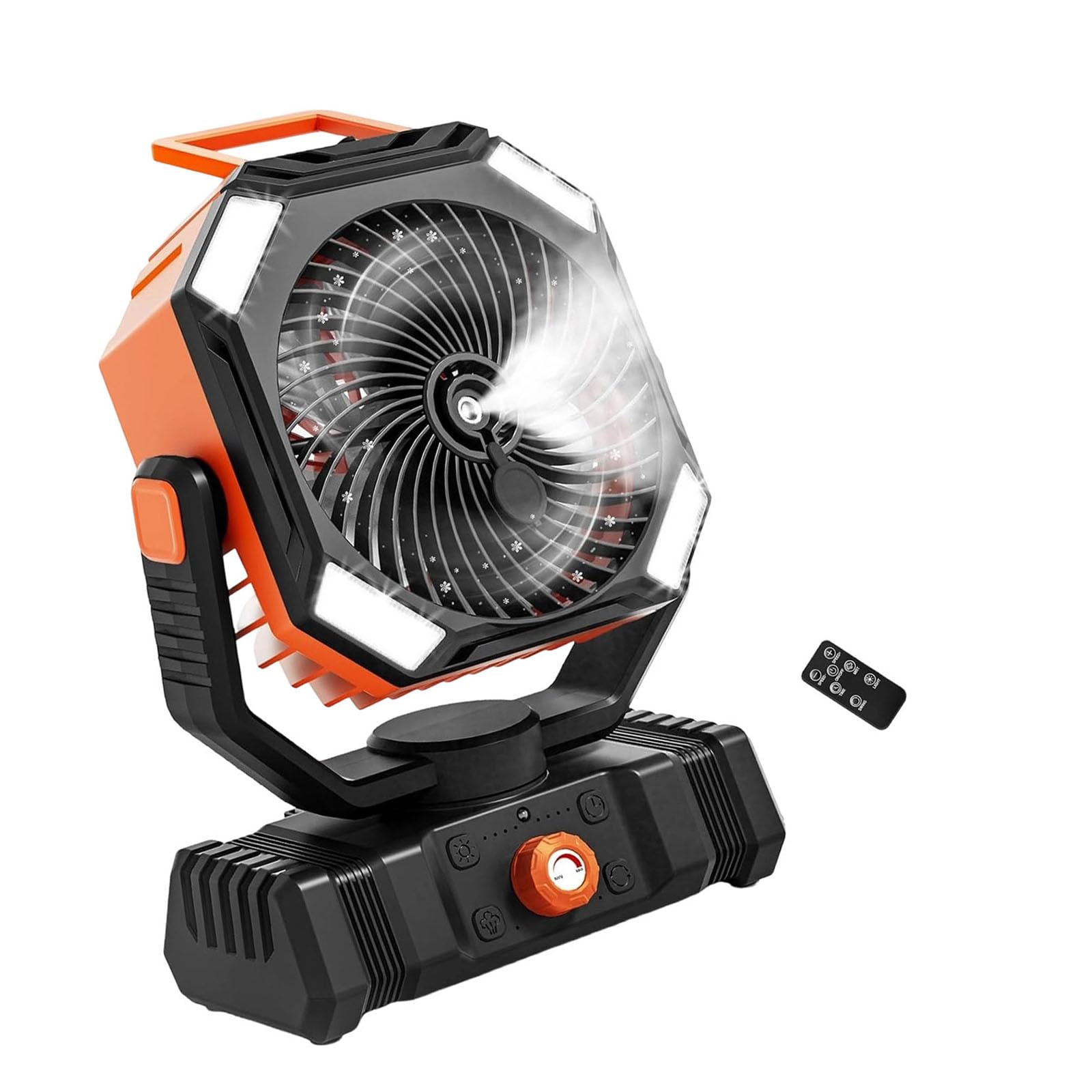 Elnwnnkc Tent Fan with Handle and LED Light Rechargeable Camping Desk Portable Air Conditioners Easy to Carry Rechargeable Camping with LED Light