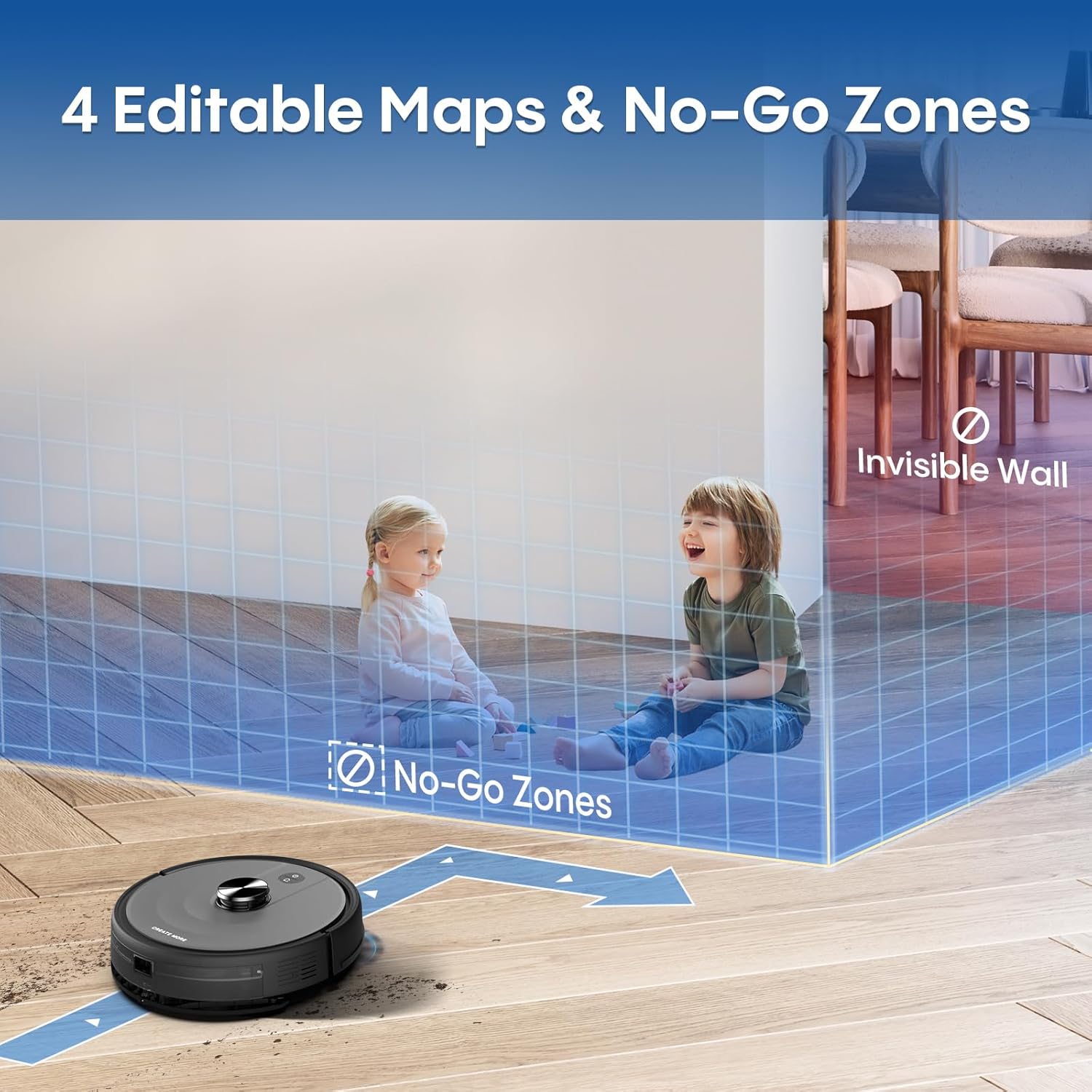 Robotic Vacuum BL20 with LiDAR Navigation, No-Go Zones for Pet