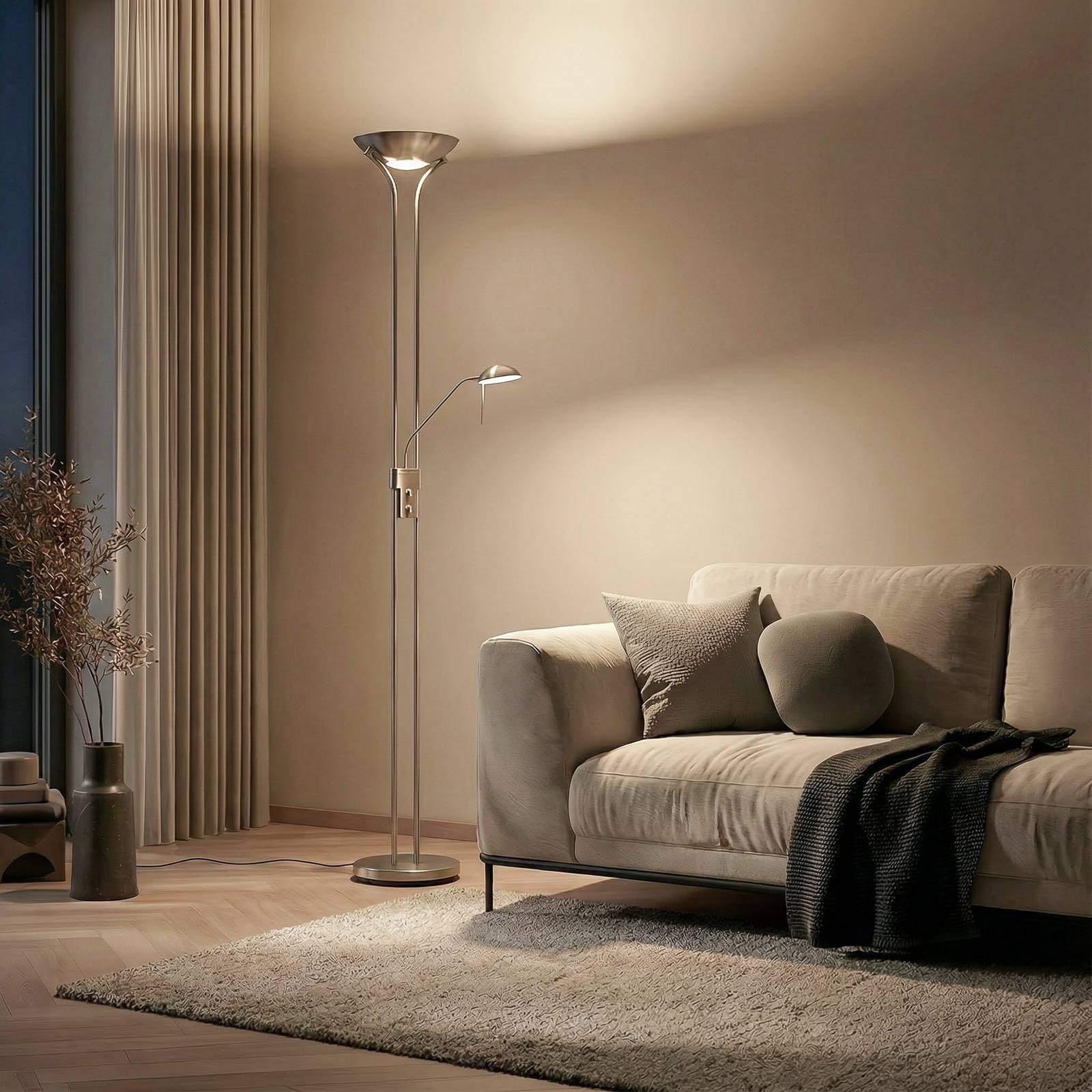 Lindby Lampada da Terra a LED, Piantana Led Moderna Stelo Dimmerabile Luce per Soggiorno Camera Letto Metallo Retrò incl. 20 W + 5 luce bianca calda (3.000K) 180 cm