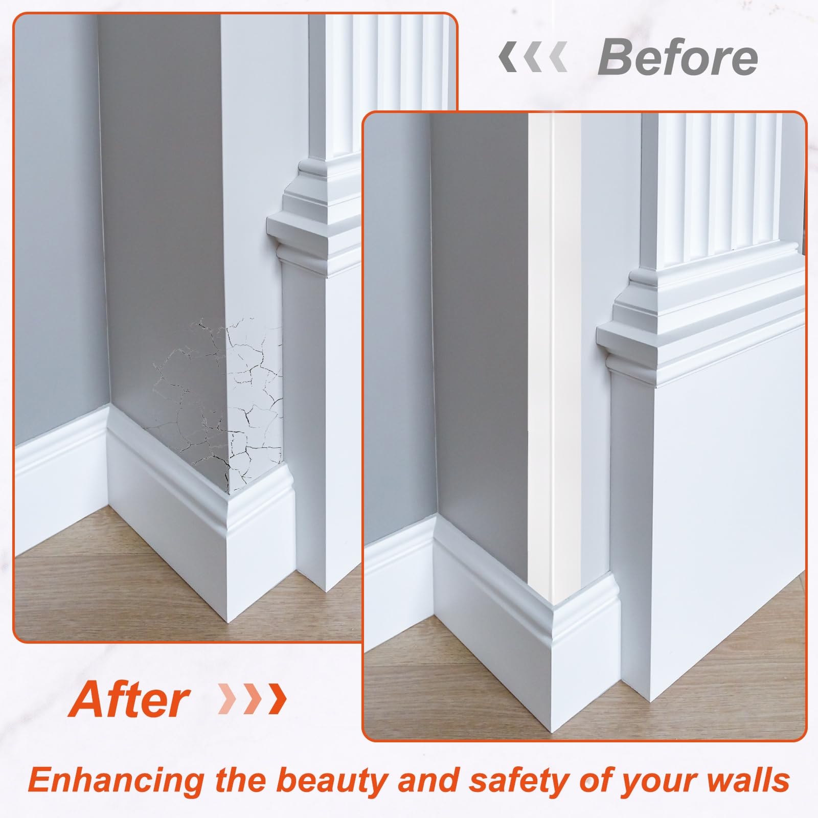 QUARKZMAN 5 Piezas De Protectores De Esquina para Pared 35" X 0.8" Protectores De Esquina De Aluminio Pegar Y Pelar Moldura En Forma De L para Decoración De Bordes De Pared Blanco