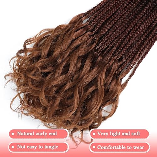 Miniatura 4 de 7 paquetes de trenzas de ganchillo rizadas francesas de 24 pulgadas, trenzas de caja de diosa de ganchillo, cabello trenzado francés suave y