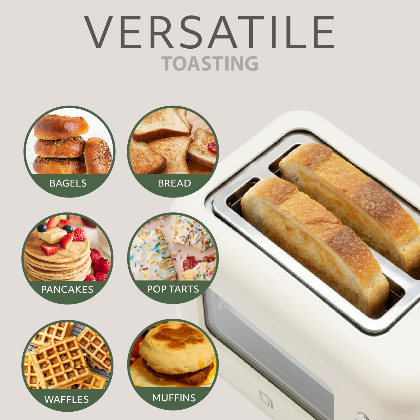 WILLOW - tostador de 2 rebanadas con ventana de visión clara, 6 ajustes de sombra, tostador retro de 900 W con ranuras extra anchas, botones de bagel, cancelación y descongelación, tostadoras de 2