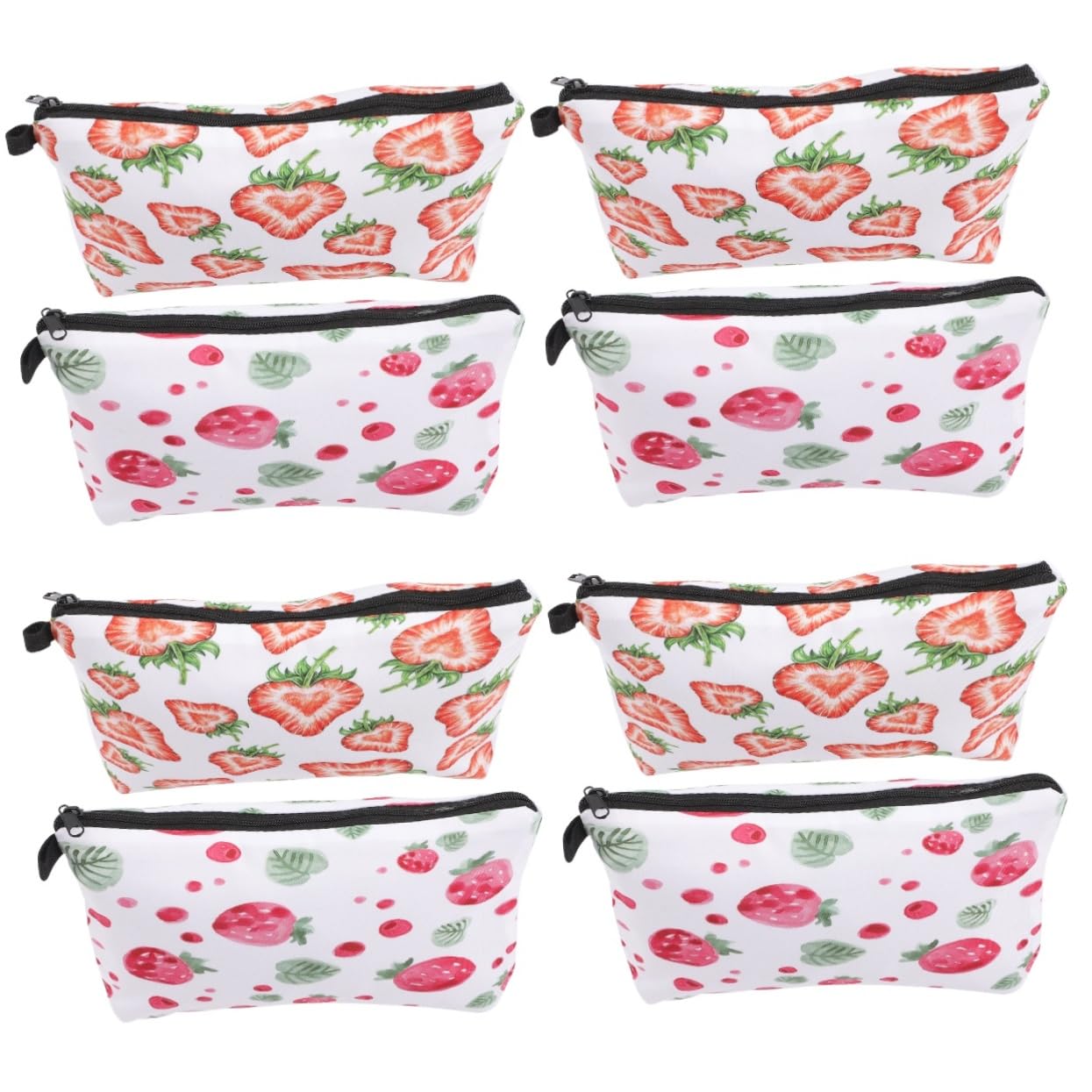 FOMIYES 8piezas Bolsa De Maquillaje De Viaje Estampado De Fresa Organizador De Cosméticos Compacto para Niñas y Adolescentes para Viajes y Uso Diario