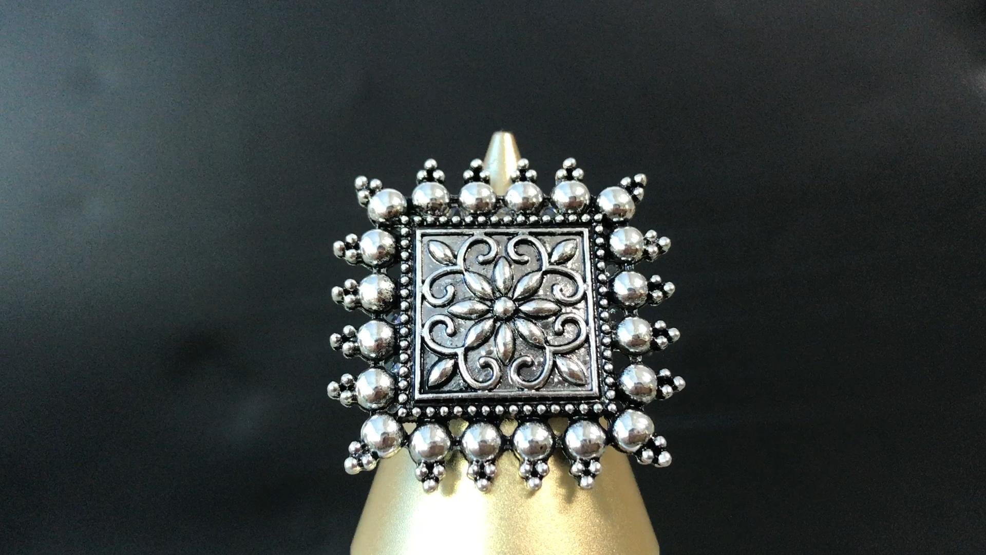 Vintage Blue Sunflower Statement Ring For Women Girls Antique Round Cz Crystal Evil Eye Protection Adjustable Expandable Open Wrap Wedding Cocktail Party Rings Comfort Fit Art Deco Jewelry