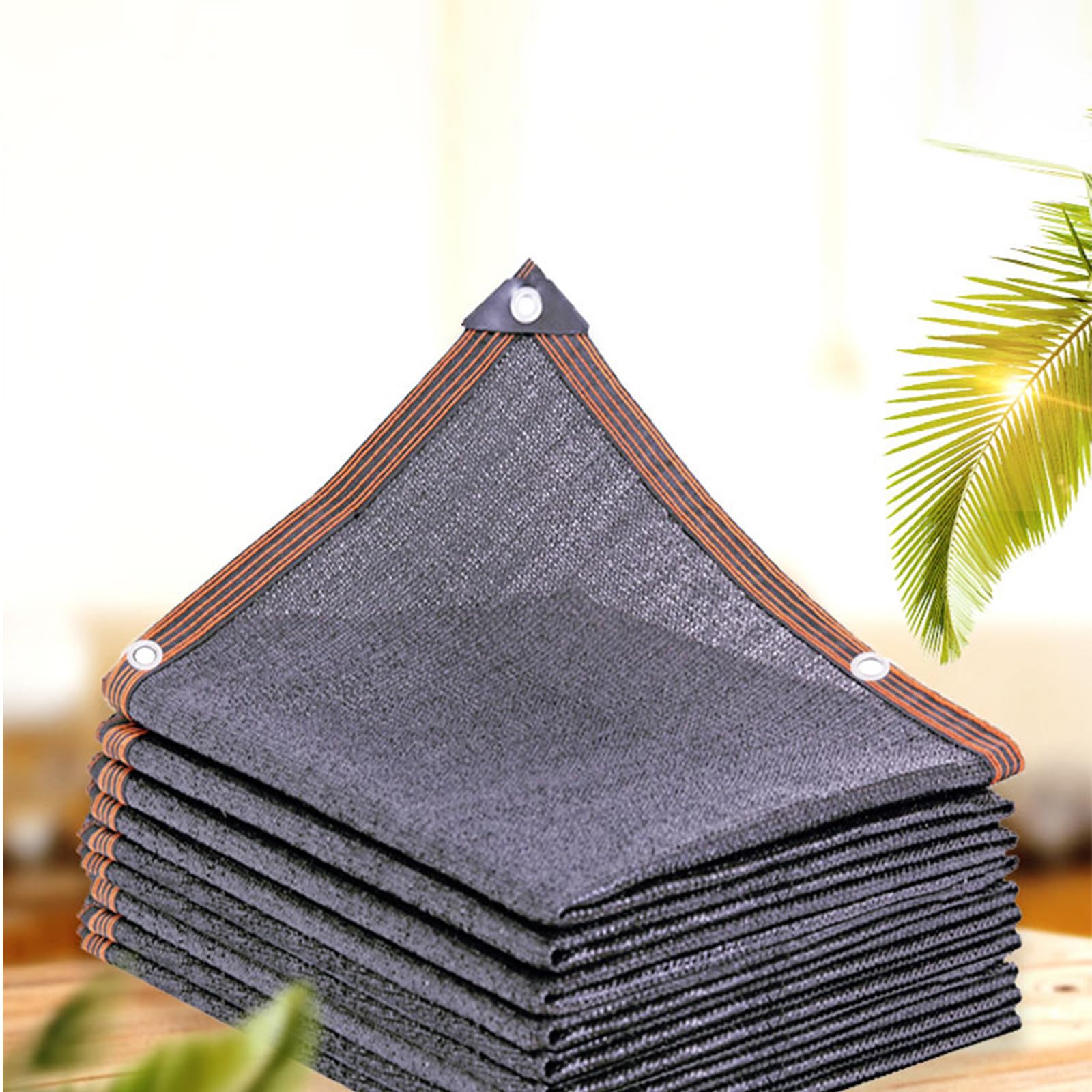 GJZQDKX Garden Shade Netting - UV Resistant Tear-Proof Breathable Canopy Grommeted Sunshade Windbreak Fabric (5x10m Black Includes 6 Stakes)