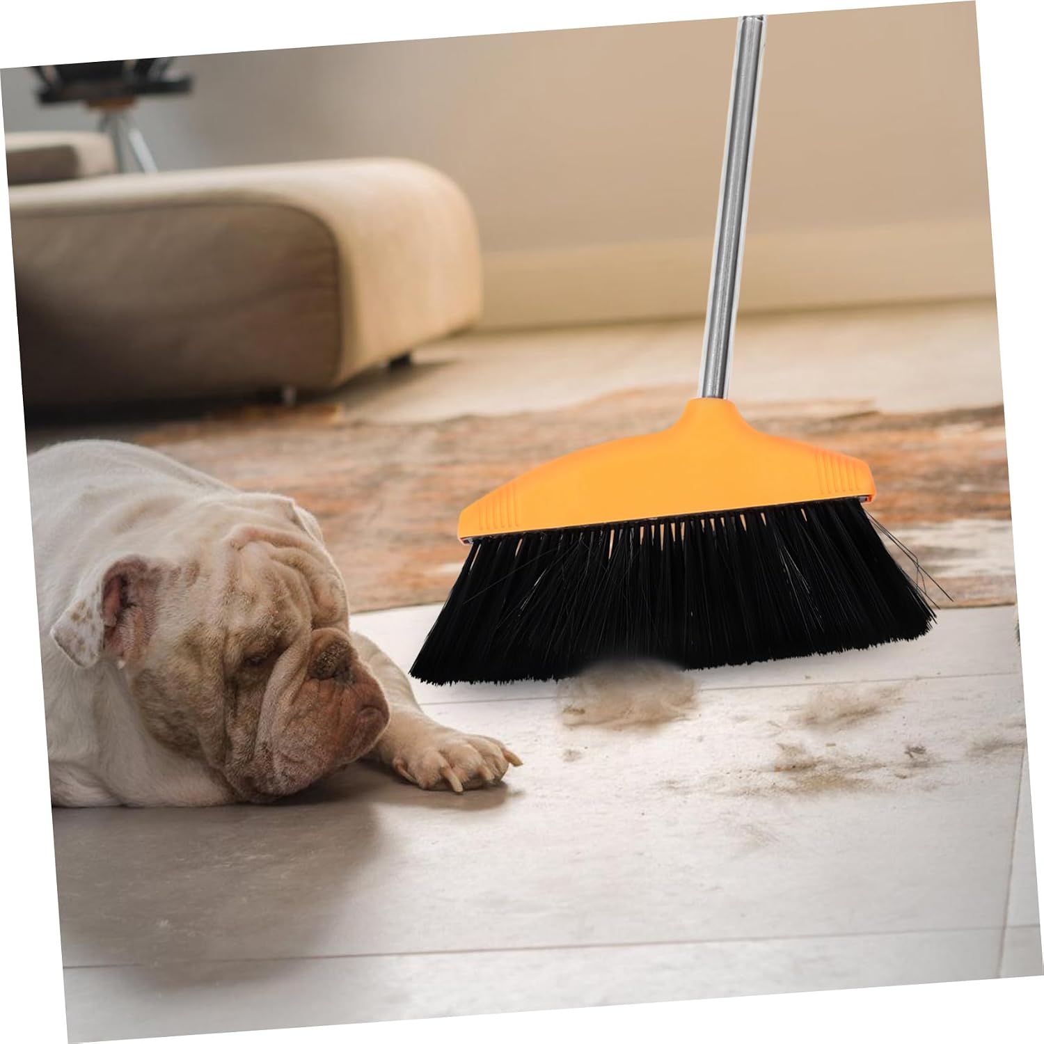 Soft Bristle Broom Dustpan Home Floor Cleaning Broom Brush Pet Hair Removal Stainless Steel Handle Wide Angle for Household and Commercial Use