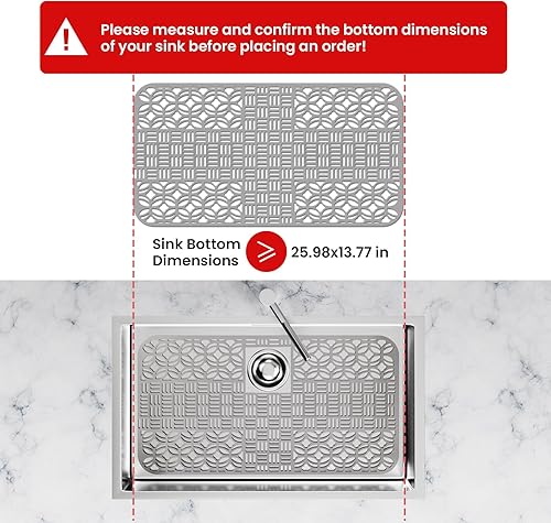 Miniatura 6 de Toovem - Tapetes para fregadero de cocina, protectores de fregadero de 26 x 14 pulgadas para fregadero de cocina, alfombrillas de silicona para la