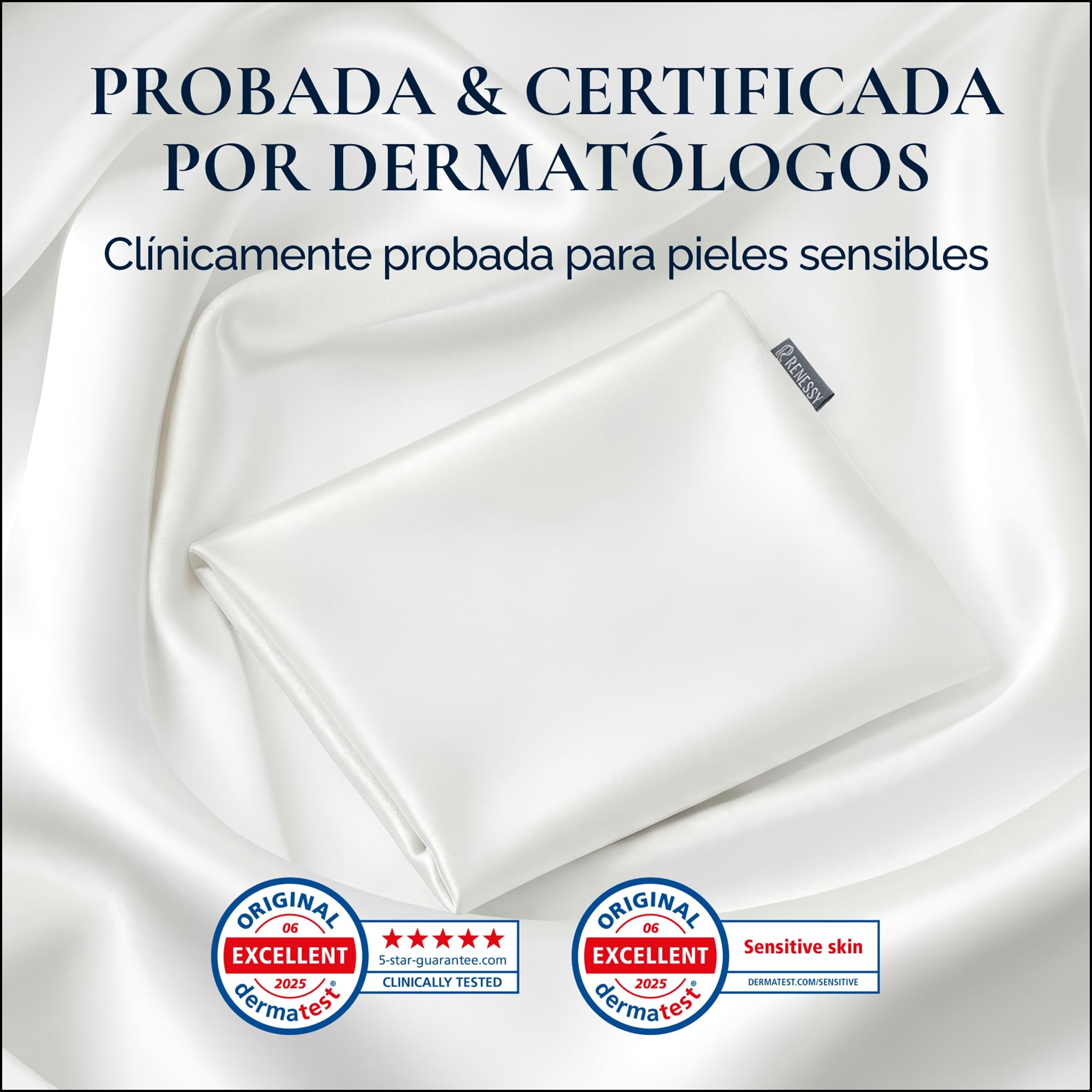 Funda de Almohada de Seda 100% Orgánica 50x90 cm - 22 Momme Seda de Morera, Grado 6A, certificada por Oeko-Tex en Alemania - Lujo para el Cabello y la Piel, 1 Unidad (Seda Natural Marfil)