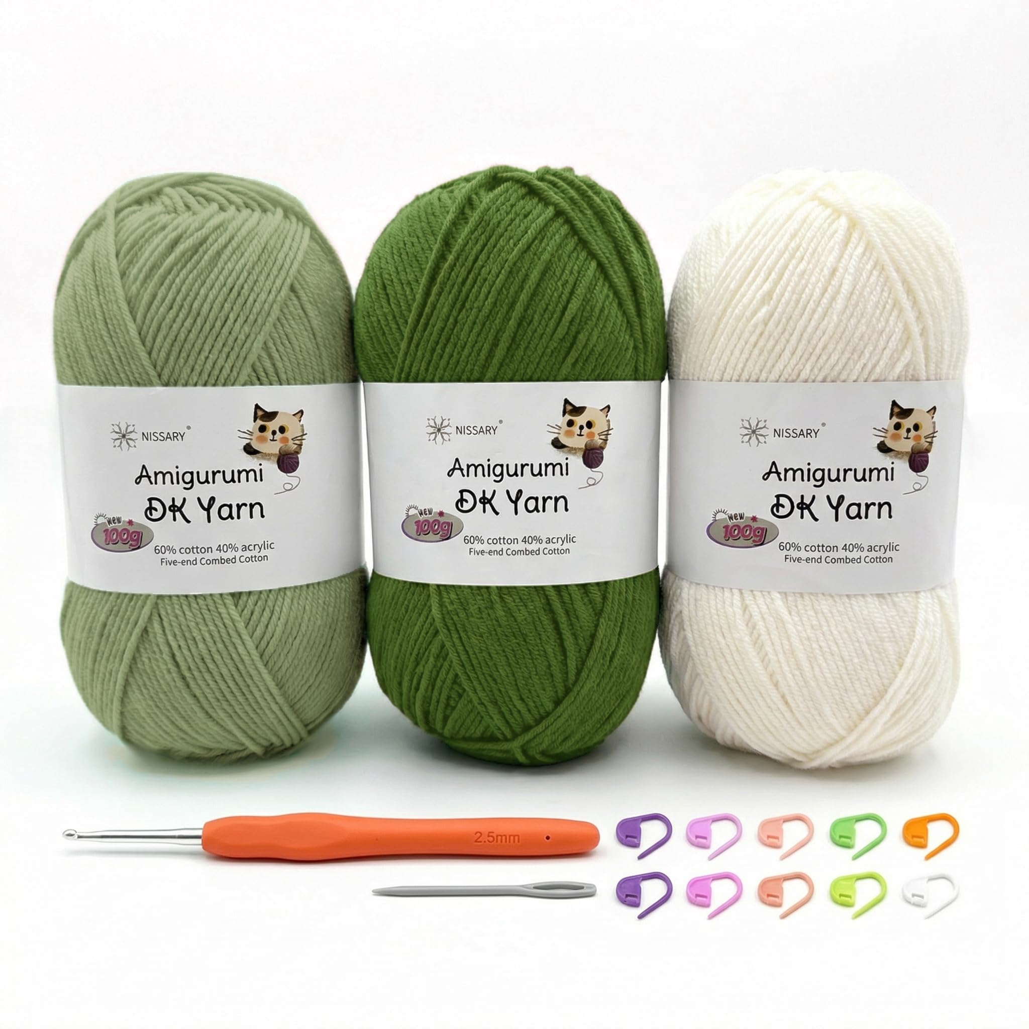 Häkelgarn,100g Baumwoll-DK-Garn 60% Baumwolle, 40% Acryl