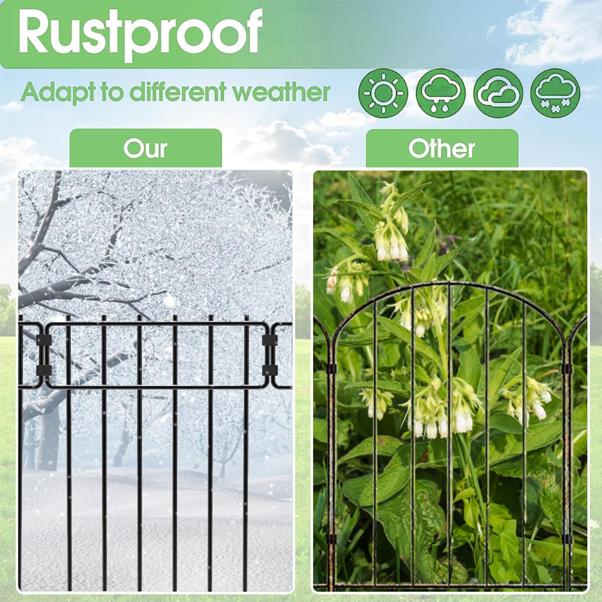 Thealyn Recinzione da giardino 101,6 cm di altezza x 71,1 cm di larghezza (5 pannelli, lunghezza totale 3,5 m) recinzione decorativa in metallo antiruggine barriera per animali per cani, conigli e