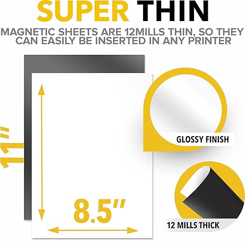 Miniatura 2 de Hojas magnéticas imprimibles, cada una de 8.5 x 11 pulgadas, hojas magnéticas flexibles no adhesivas para imanes de fotos e imágenes, papel