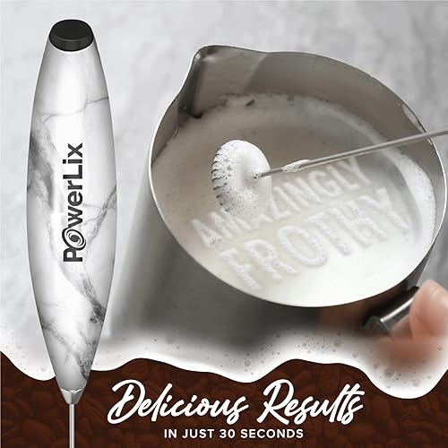 Vista 12 de PowerLix Espumador de leche de mano, funciona con pilas, batidora eléctrica para café, latte, capuchino, chocolate caliente, mini batidora duradera