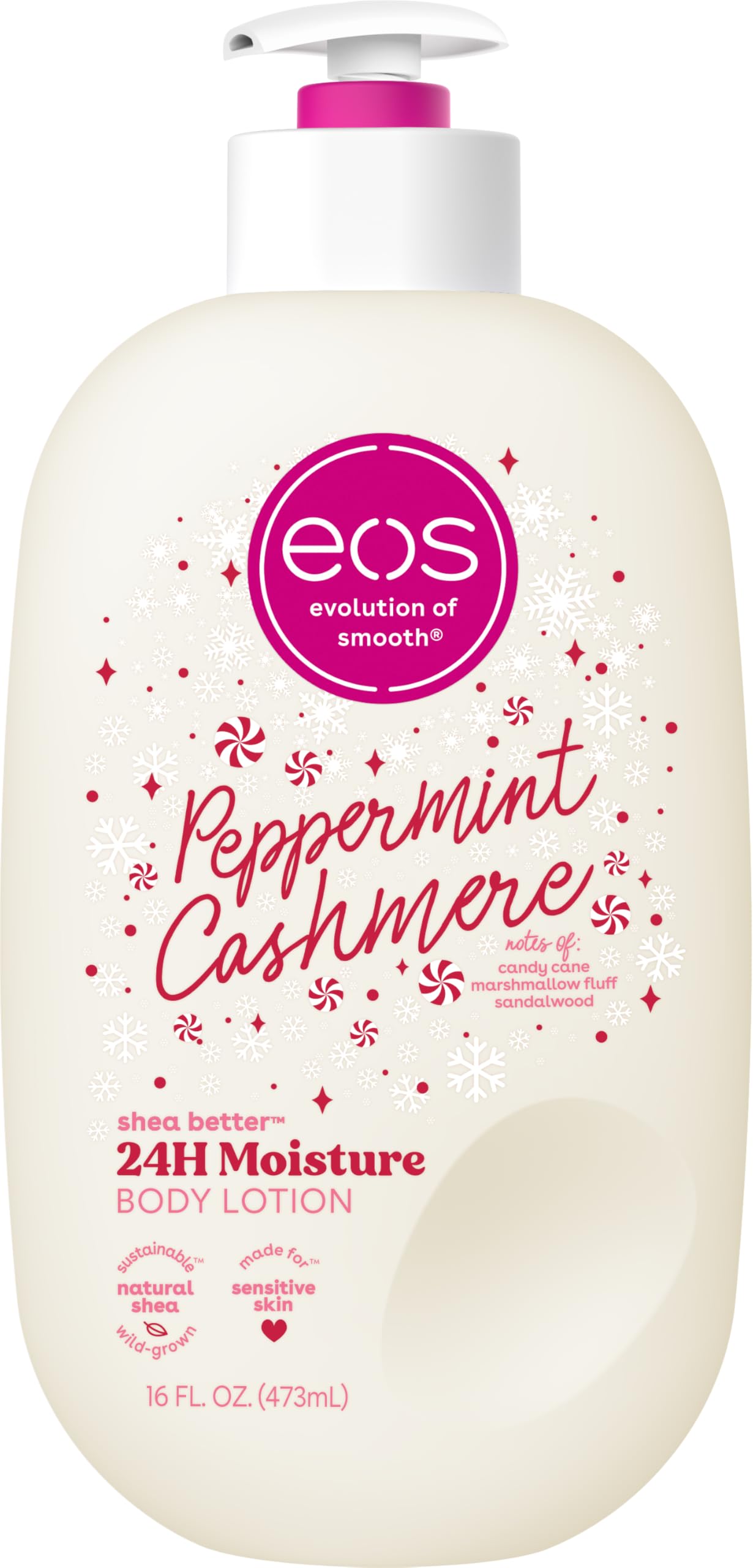 eos Shea Better Body Lotion Pomegranate Raspberry, 24-Hour Moisture Skin Care, Lightweight & Non-Greasy, Natural Shea, Vegan, 16 fl oz
