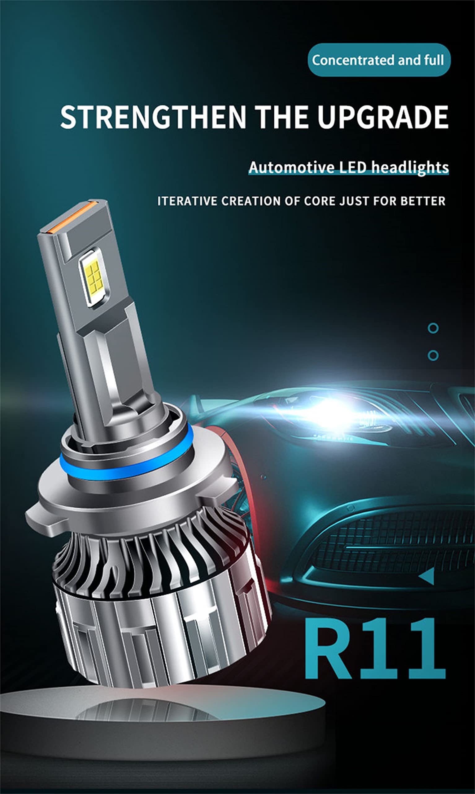 Lampadine Per Fari A LED, Fari A LED Luminosi Da 120 W 20000 Lumen, Kit Di Conversione Per Fari A LED Bianco Freddo 6000 K IP68 Impermeabili, Installazione Rapida, Confezione Da 2,H7