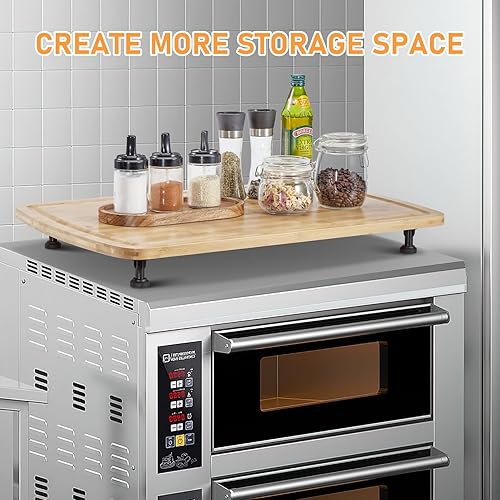 Miniatura 6 de Cubierta de estufa de tabla de fideos de 30 x 20 pulgadas con patas extraíbles, tabla de cortar de bambú para encimera, cubiertas superiores de