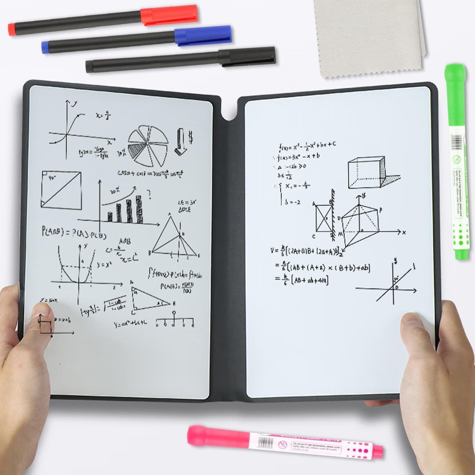 Pizarra Blanca Pequeña,A5 Pizarra Rotulador Borrable, Whiteboards Pizarra Borrable Reutilizable,Libreta de Pizarra Blanca de Escritorio,Borrado en Seco para Oficina Estudios + Bolígrafos Borradores