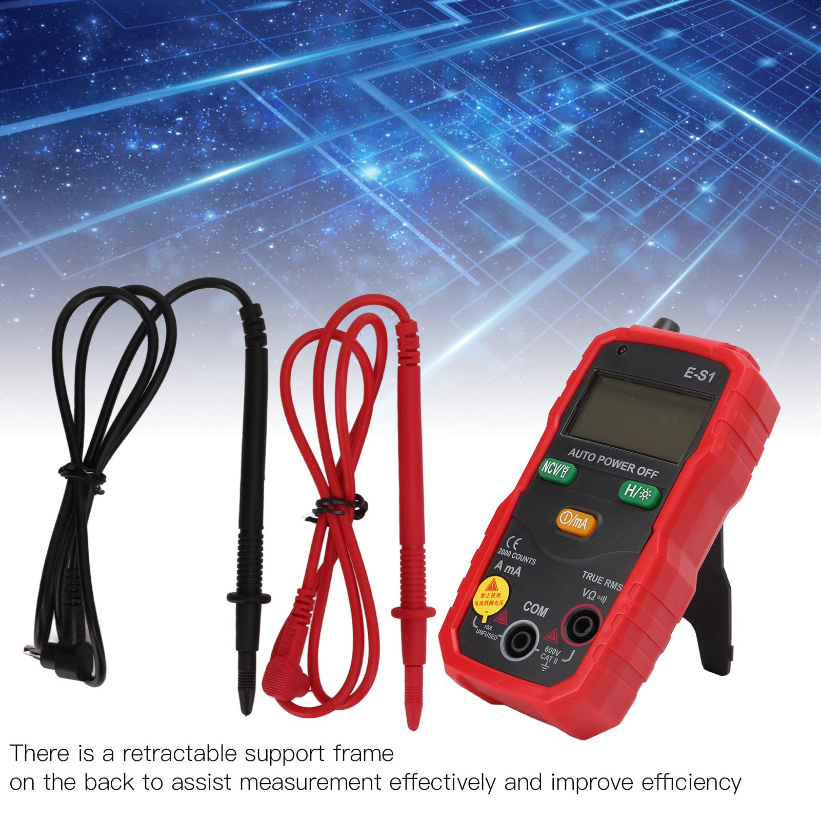 Per applicazioni industriali, il multimetro digitale ES1 è strumento di misurazione elettrica professionale e un tester di tensione e corrente ad alta precisione con schermo LCD