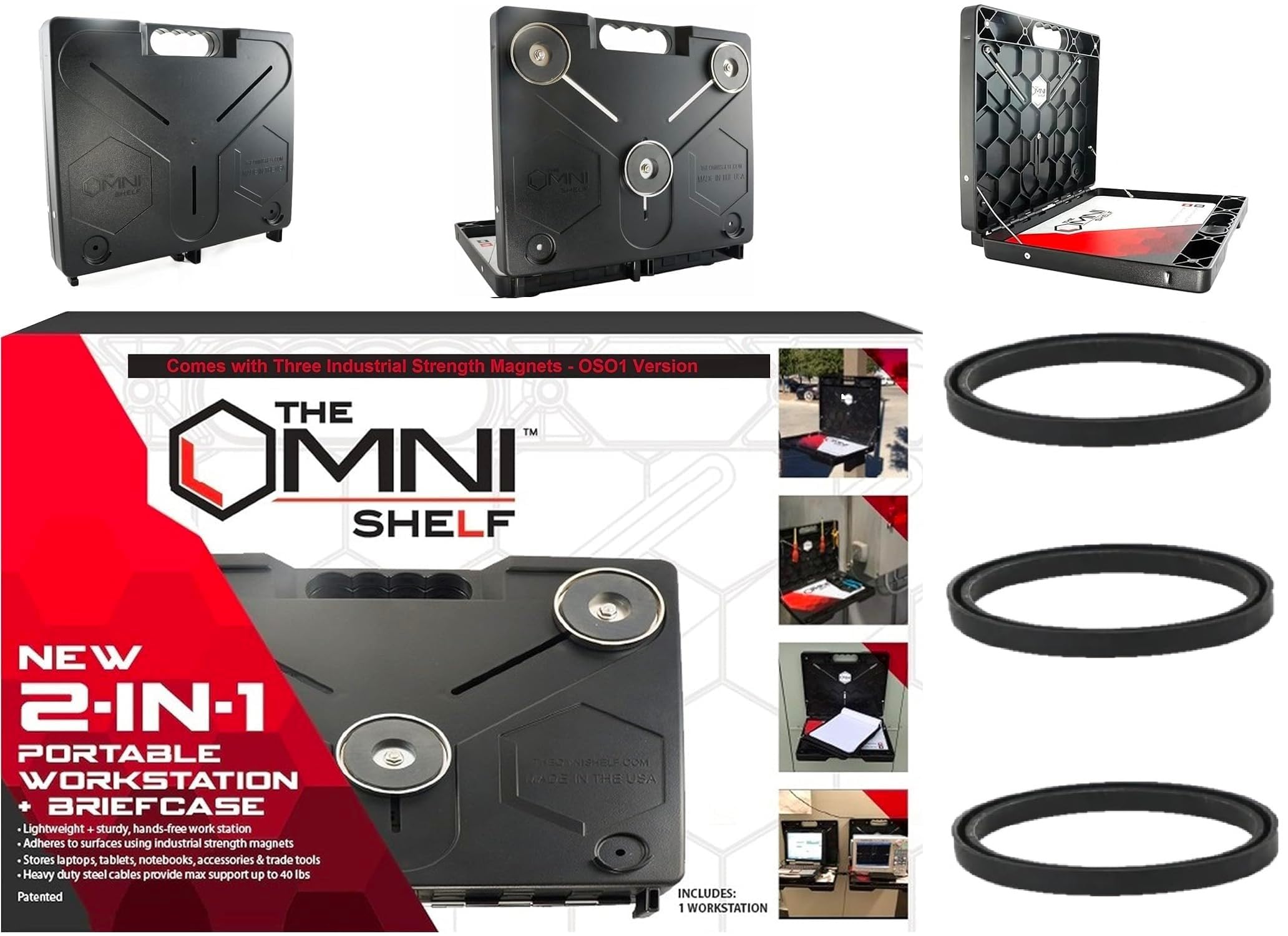 OmniShelf Bundle - Magnetic Portable Workstation Plus 3-Pack of