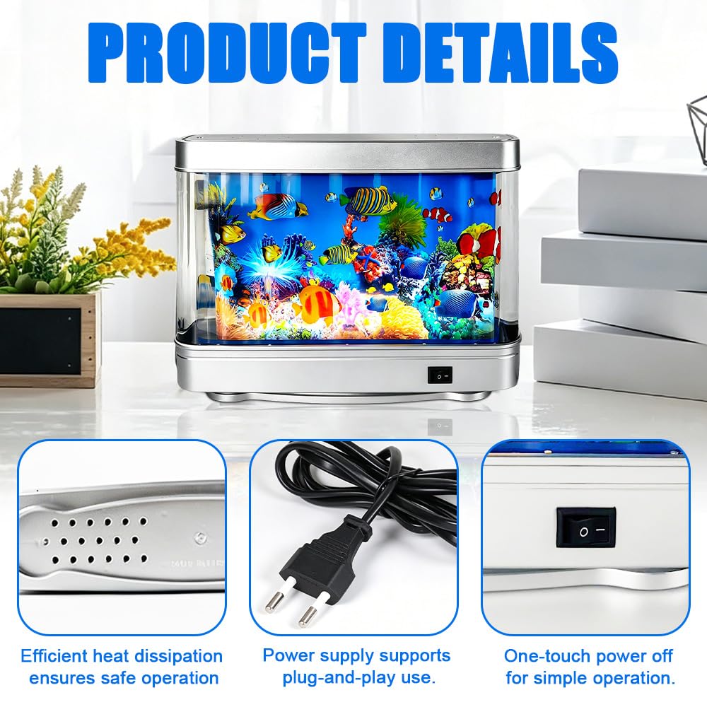 Künstliches Aquarium Lampe Lavalampe, Mini Aquarium Baby mit Sanfter, Augenschonender Beleuchtung, Leiser Energiespar Schreibtischaquarium, Gute Wahl für Geschenke Raumdekoration