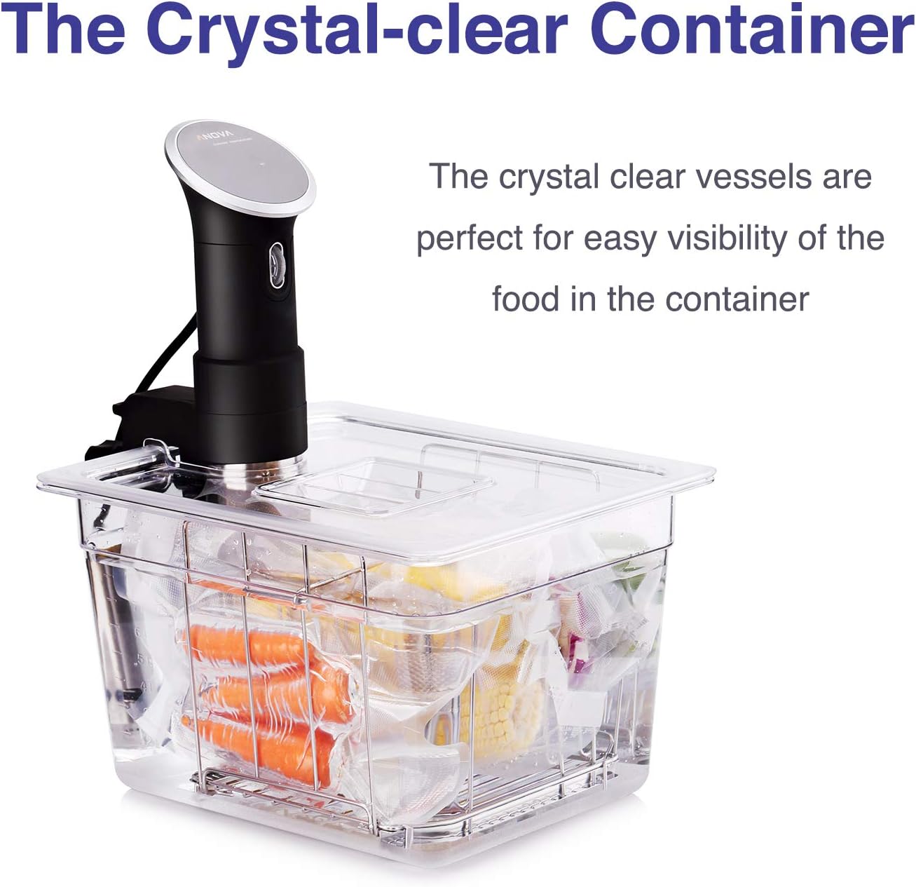 Geesta Sous Vide Container 12 QT with Lid Compatible with Anova All Models, Anova Nano, Chefsteps Joule, Instant Pot, Wancle Sous Vide Cookers with Sous Vide Recipes Books