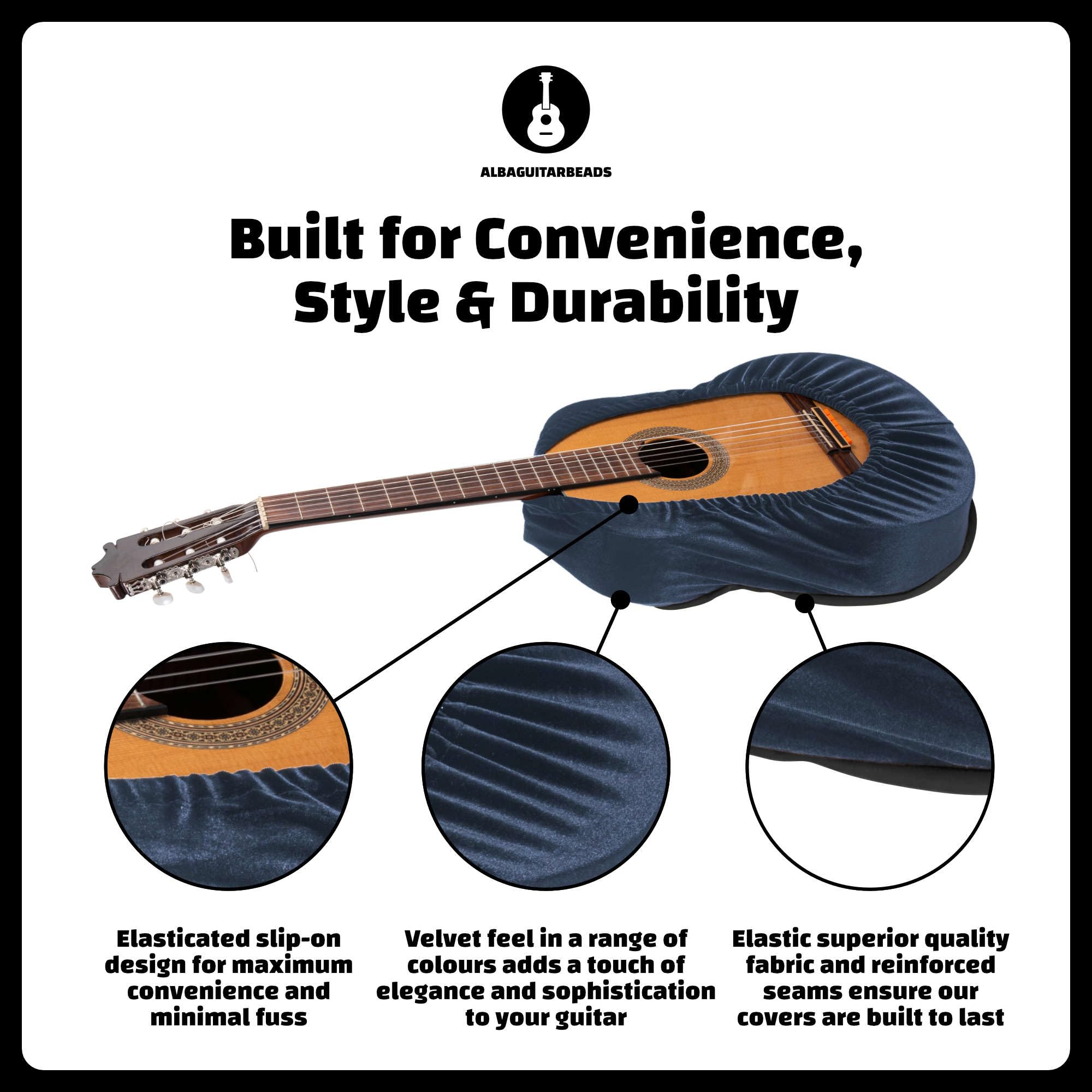 Alba GB Dust Cover - Envoltura protectora para guitarras clásicas, funda de terciopelo para guitarras acústicas y eléctricas, Azul