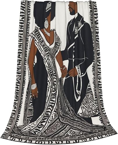 Miniatura 10 de Manta de forro polar para amantes del rey y la reina afroamericana, ultra suave, acogedora, decorativa, estilo bohemio, manta de franela para todas