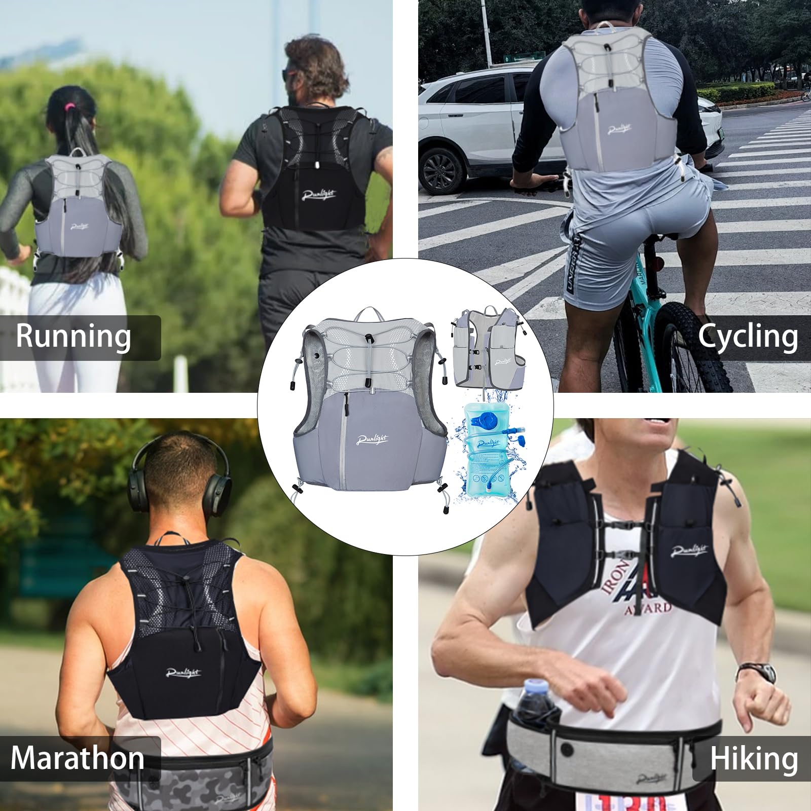 Gilet D'hydratation Running - Sac à Dos Avec Poche à Eau 2L - Léger, Respirant - Pour Trail, Marathon - Homme/femme