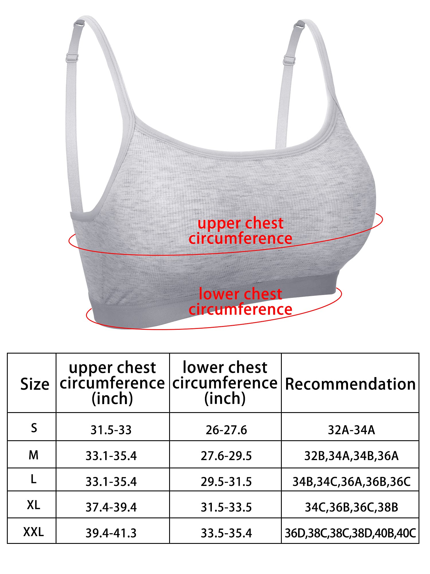 3 Piezas de Mini Camisola Sujetador sin Aro con Relleno Sujetador Deportivo sin Costura con Tirantes para Mujeres Chicas