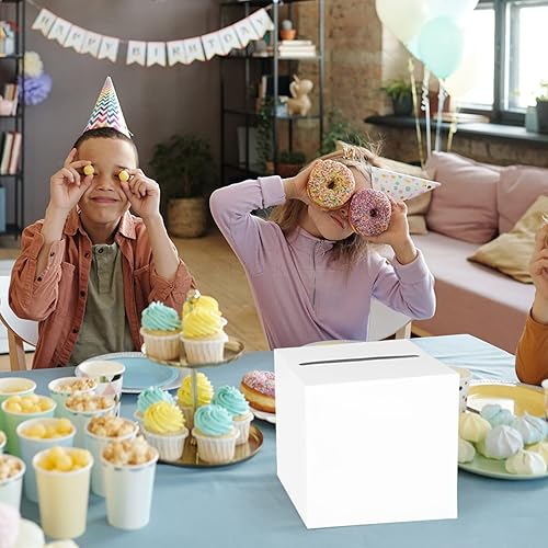 Miniatura 7 de Caja de tarjetas blanca para regalos de boda, buzón de cartón para recepción de boda, baby showers, aniversario, fiesta de cumpleaños, decoración de