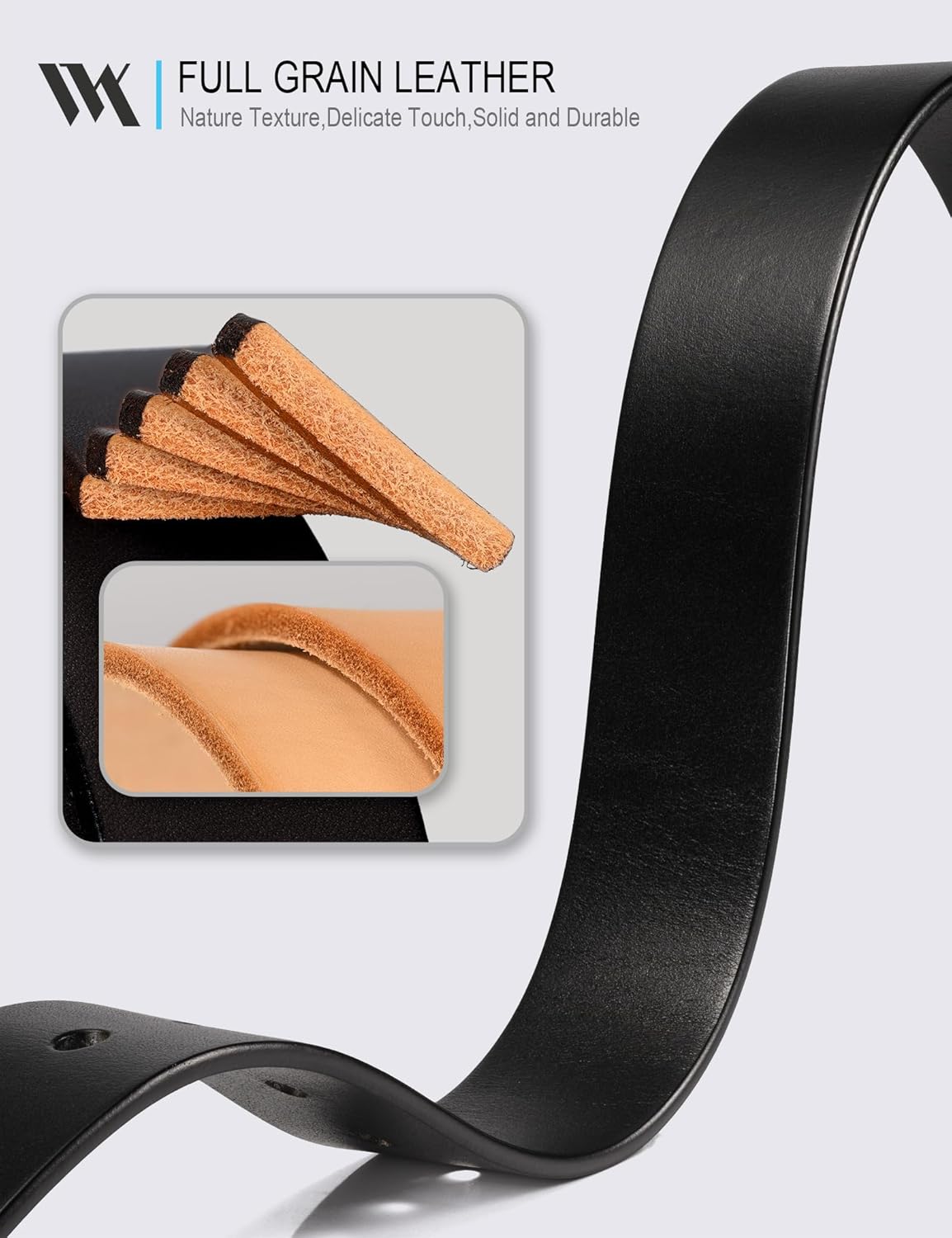 WOLFANT 1.5" Top Full Grain Leather Belt for Men in Gift Box,100% Italian Real Solid Leather - Image 2