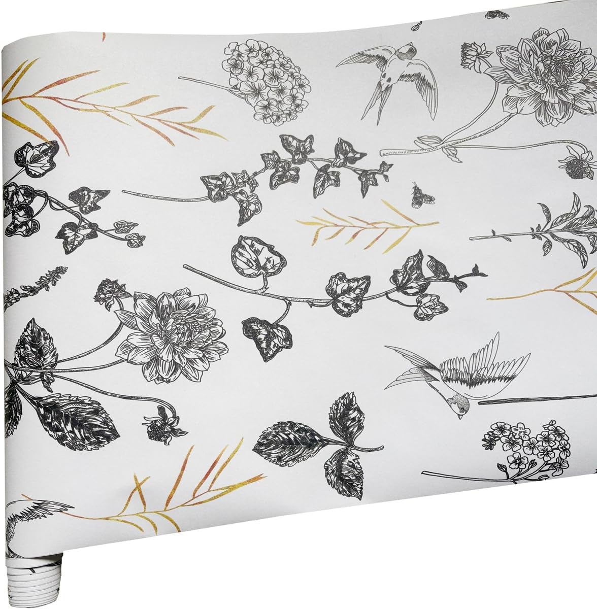 TAOGIFT Bird Leaf Contact Paper Peel and Stick Wallpaper with Birds and Branches Design Waterproof Removable Vinyl for Walls Cabinets Drawers and Furniture 17.3x117 Inches