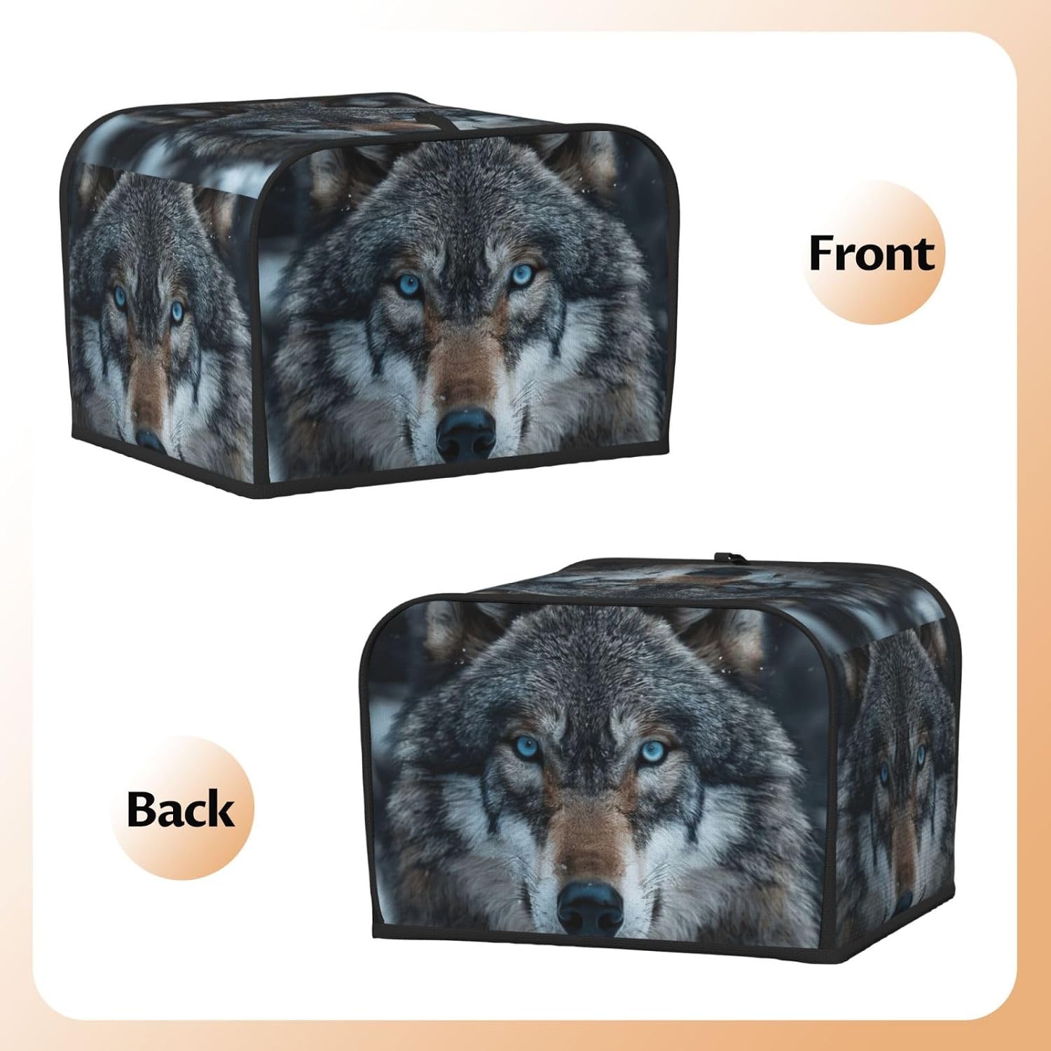 Blue Eyes Wolf Print 4-Slice Toaster Cover Kitchen Appliance For Bread Home Protector Daily Usability image 3