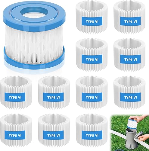 Cartucho de filtros para bañera de hidromasaje tipo VI, paquete de 12 filtros de spa compatibles con Lay-Z-Spa, Coleman SaluSpa 90352E 58323 90427E,