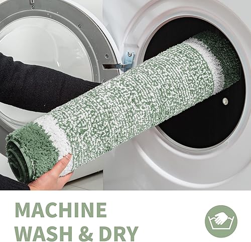 Miniatura 8 de CozeCube - Tapetes de baño antideslizantes, peludos, esponjosos, lavables, microfibra extrasuave y absorbente, para lavabo, ducha y cocina, verde