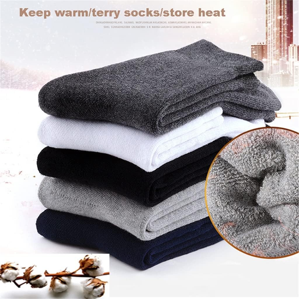 Autumn Winter Men's Warm Socks Cotton Black Gray Casual Tube Men Dress For Gift 5Pair