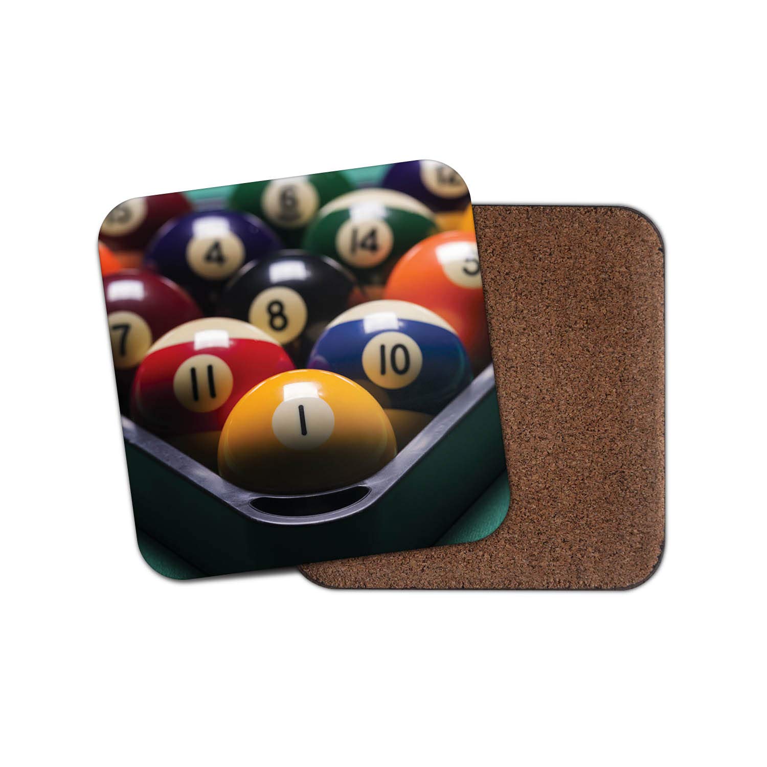 Destinationvinyl Multicolor 1 X Pool Balls Drinks Coaster - Snooker Dad Brother Father #8559