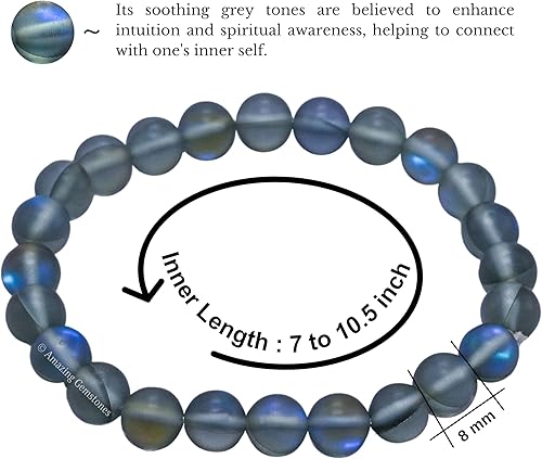 Vista 846 de Amazing Gemstone Crystal Bracelet for Women Men's Gifts - Protection Healing Crystal Bracelet - 8mm Gemstone Beaded Stretchable Bracelet Pulseras