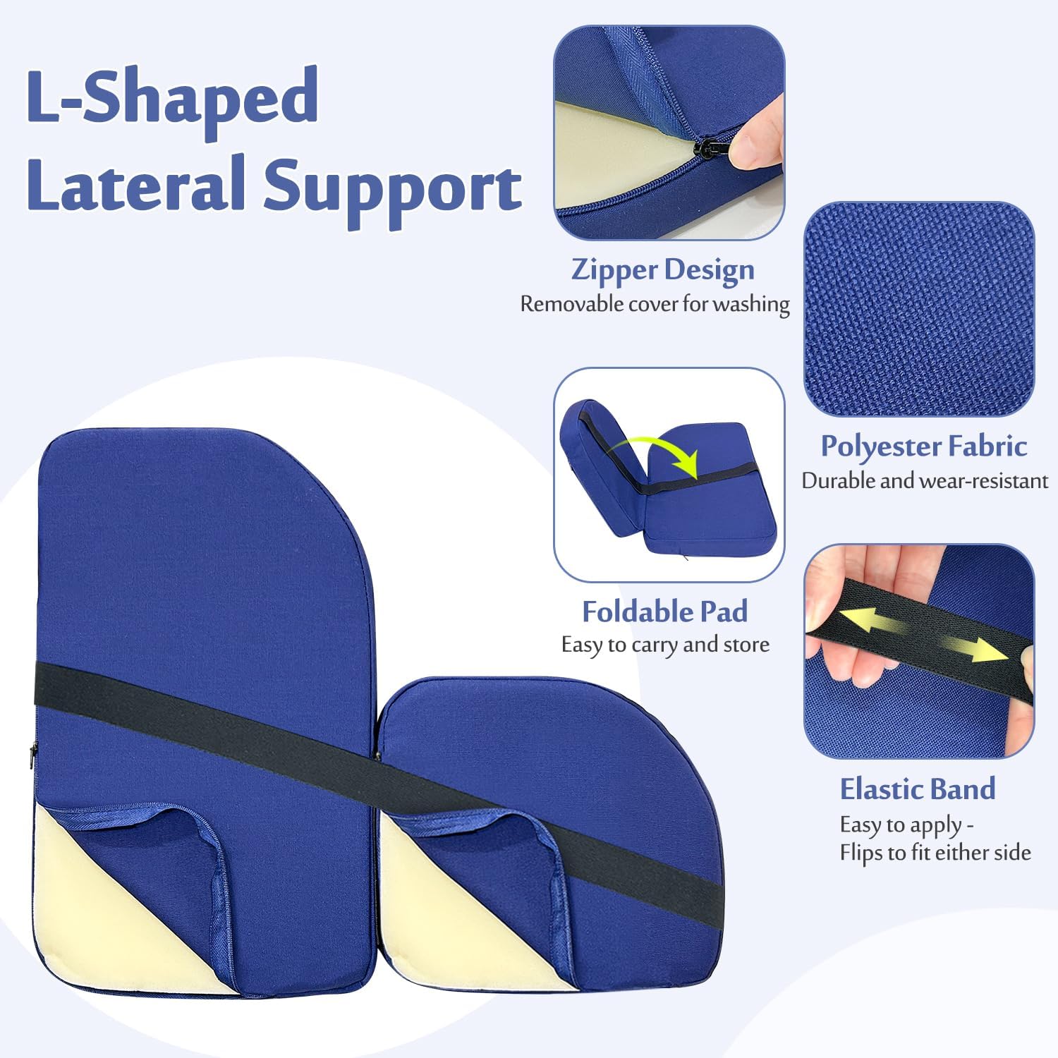 Wheelchair Lateral Support Cushions, Wheel Chair Lateral Support Pads, Wedge Cushion for Pressure Relief, Wheelchair Side Guards Padding for Elderly Prevents Side Slipping (1 Pair)