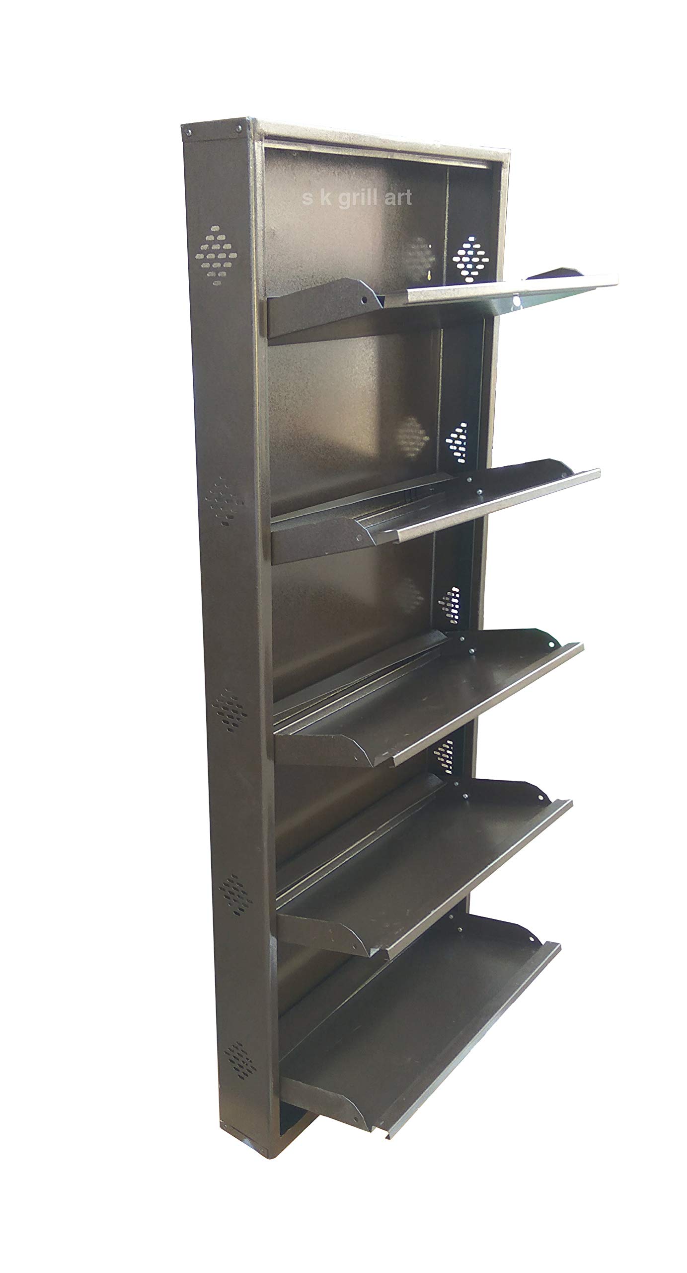 s k grill art Metal Shoe Rack Collapsible wall Mounted (Brown, 20 x 6 x 71 inches) 1