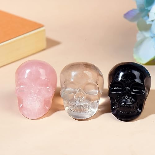 Miniatura 5 de Estatua de cristal de calavera de obsidiana natural de 2 pulgadas, tallada a mano, escultura de gema de cristal curativo, figuras de piedra, gema