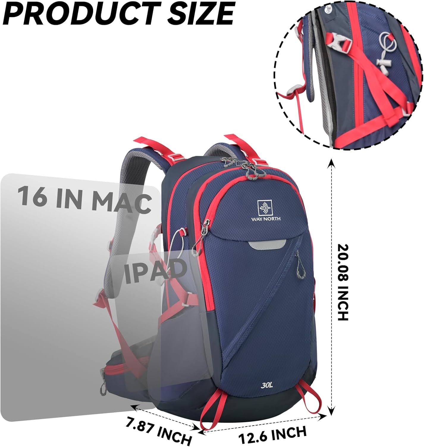 SUMSEEK 30L Hiking Backpack Lightweight Waterproof and Durable Backpack with Ventilated Sweat-Wicking Internal Frame Daypack for Men and Women Camping Travel and Outdoor Adventures