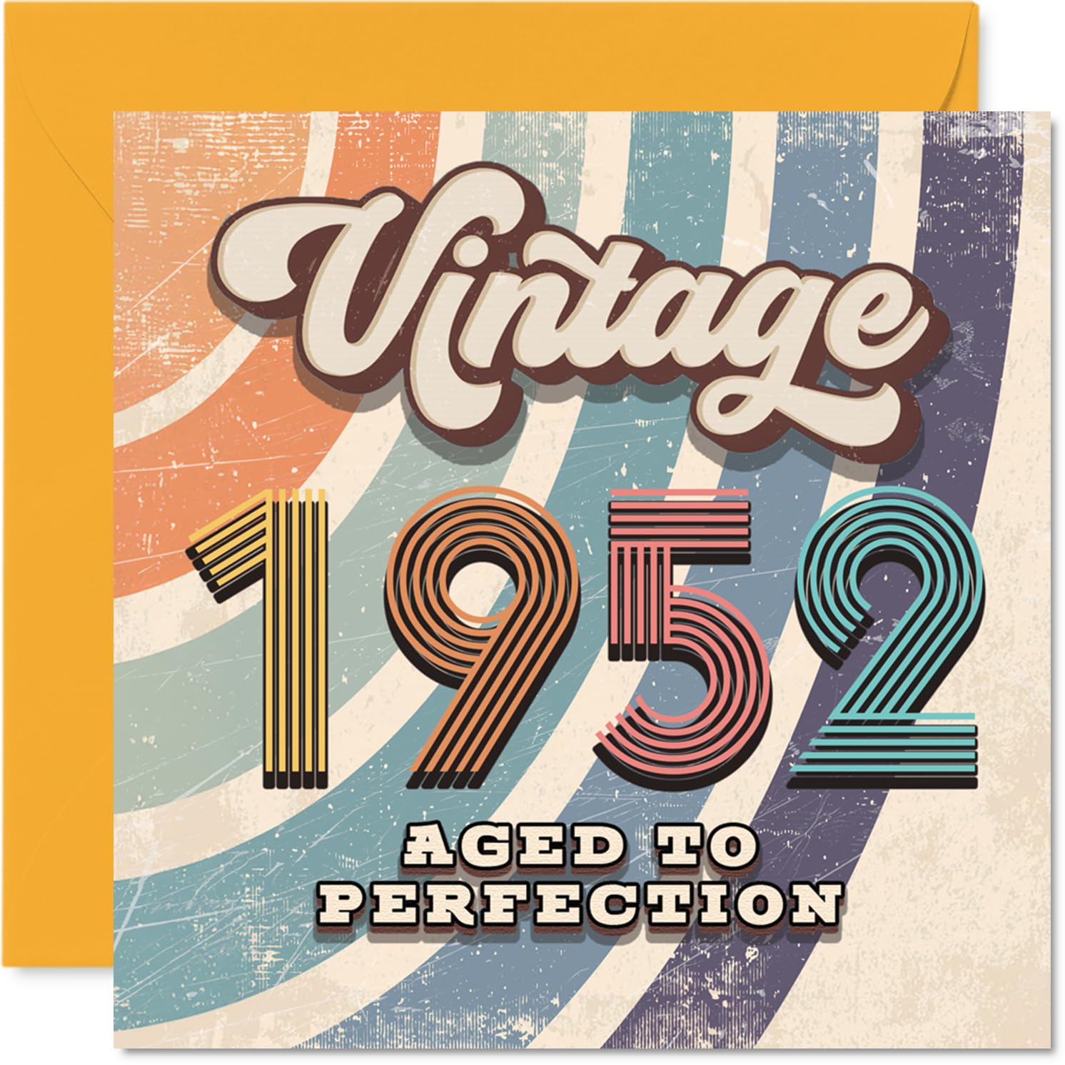 74th Birthday Card for Men Women - Vintage 1952 Aged To Perfection - Happy 74 Birthday Cards for Auntie Cousin Grandma Dad Wife Brother, 145mm Bday Greeting Cards