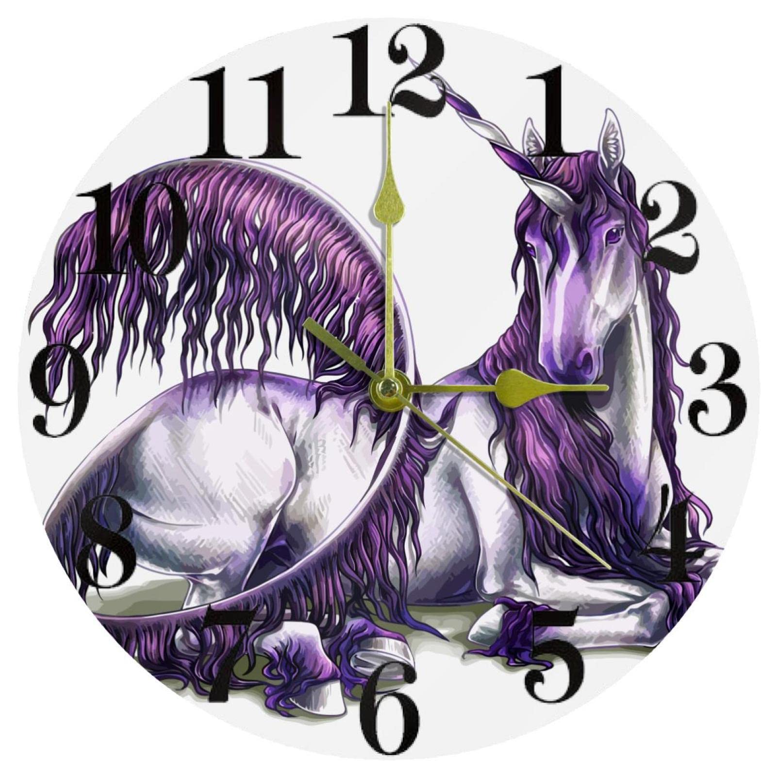 Horloge murale blanche licorne silencieuse pour décorer la cuisine et le bureau