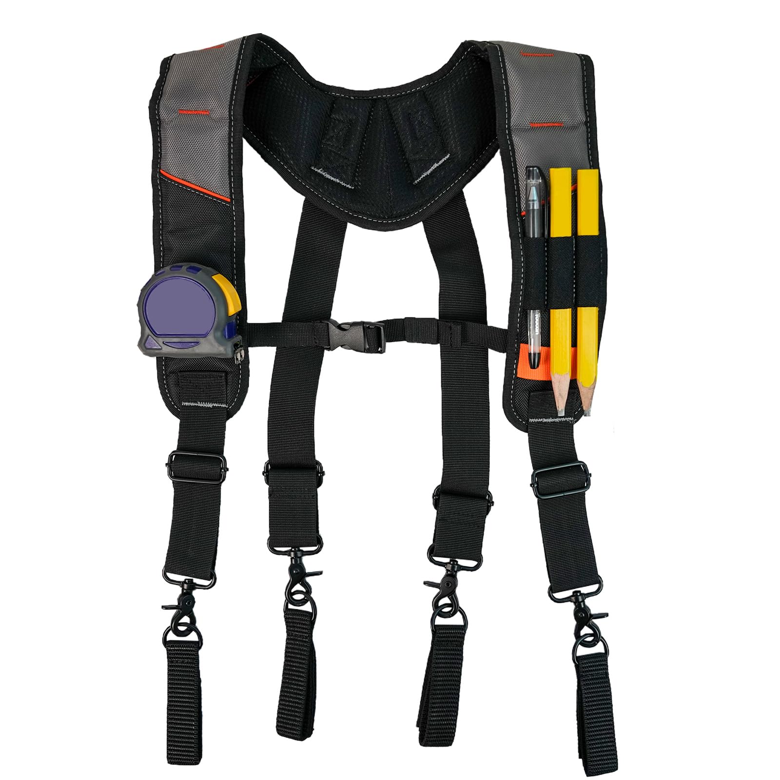 KUNN Tool Belt Suspenders Padded Carpenter Construction Electrician Work Suspender with Attachment Loops for Men