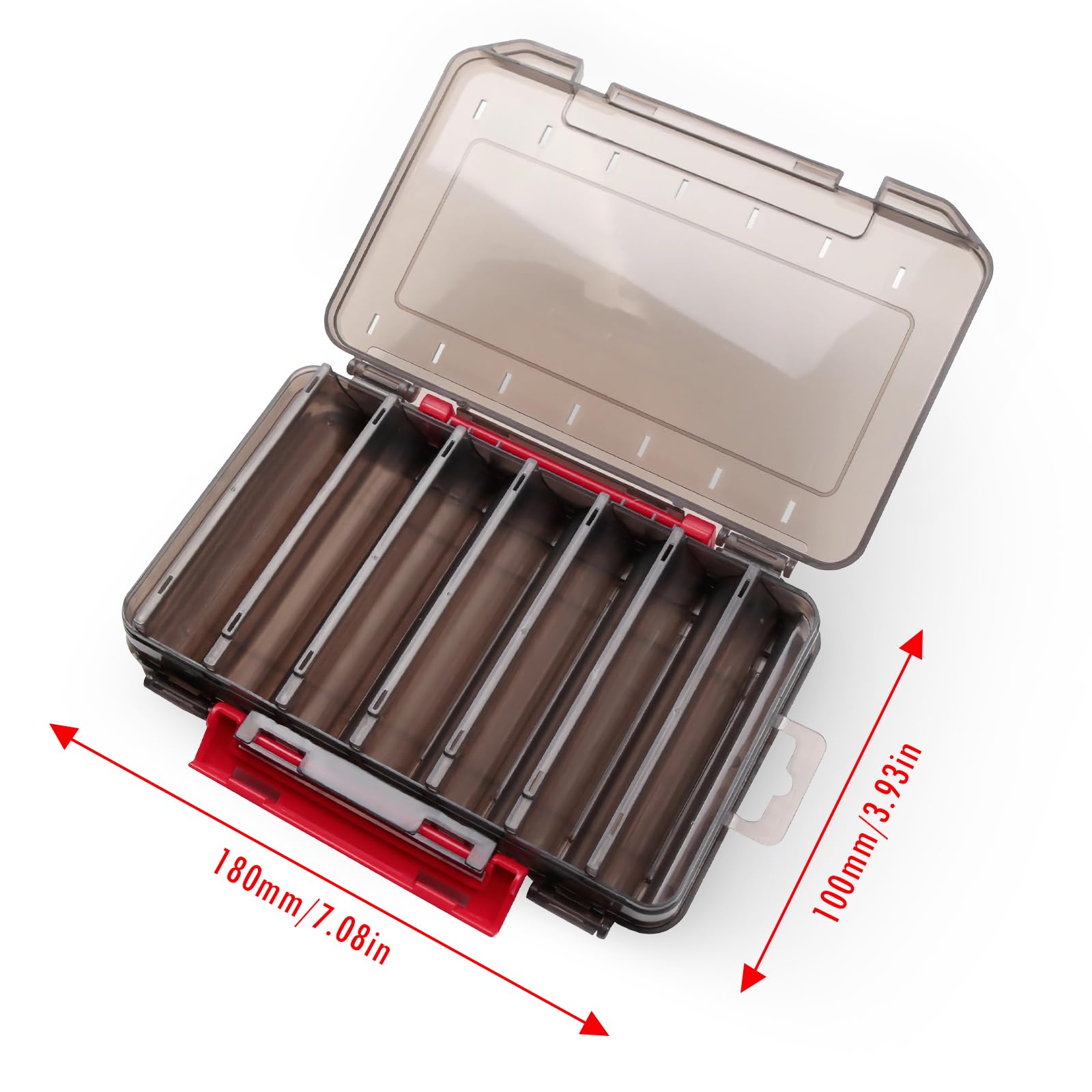 Pudełko na przynęty wędkarskie, 19,5 x 13 x 3,6 cm, dwustronne pudełko na przynęty wędkarskie z uchwytem do noszenia, 14 przegródek, Hardbait Box Tackle Box na przynętę Hardbaits Wobler, gumowe