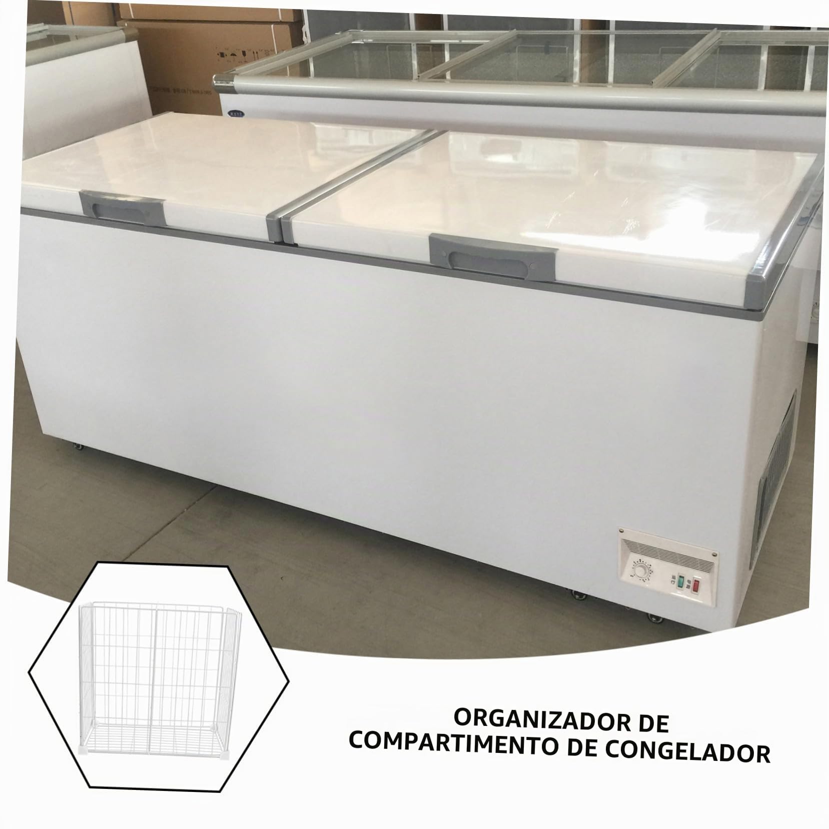 Organizador Congelador con Divisores Malla Resistente Cesta Almacenamiento para Congeladores y Frigoríficos Estante Interior Multifunción Fácil Instalación