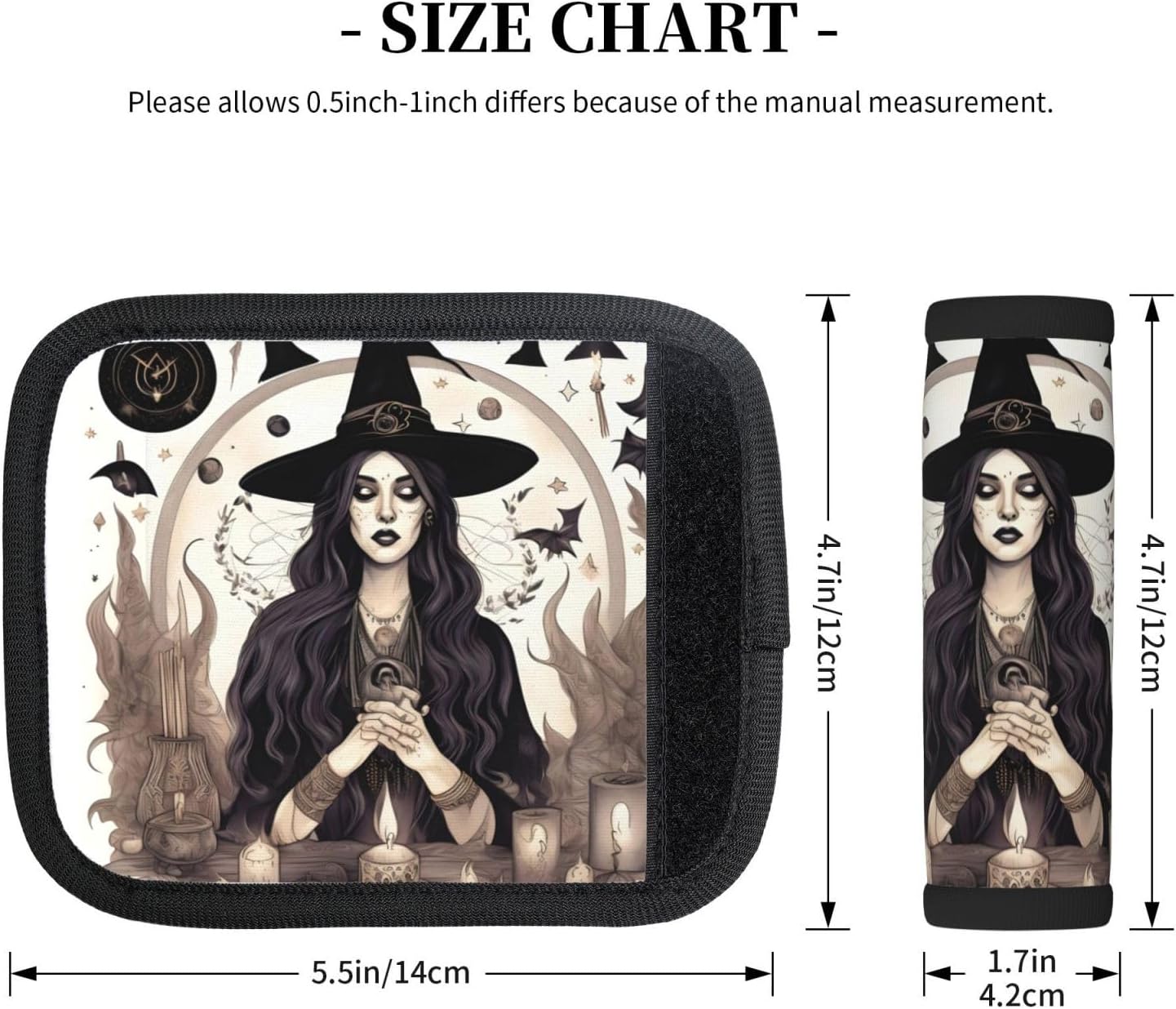 Magic Witch Witchcraft Bohemian Drawing Print Luggage Handle Wrap 2pcs, Door Handle Protection Sleeve Cover, for Suitcase, Handbag