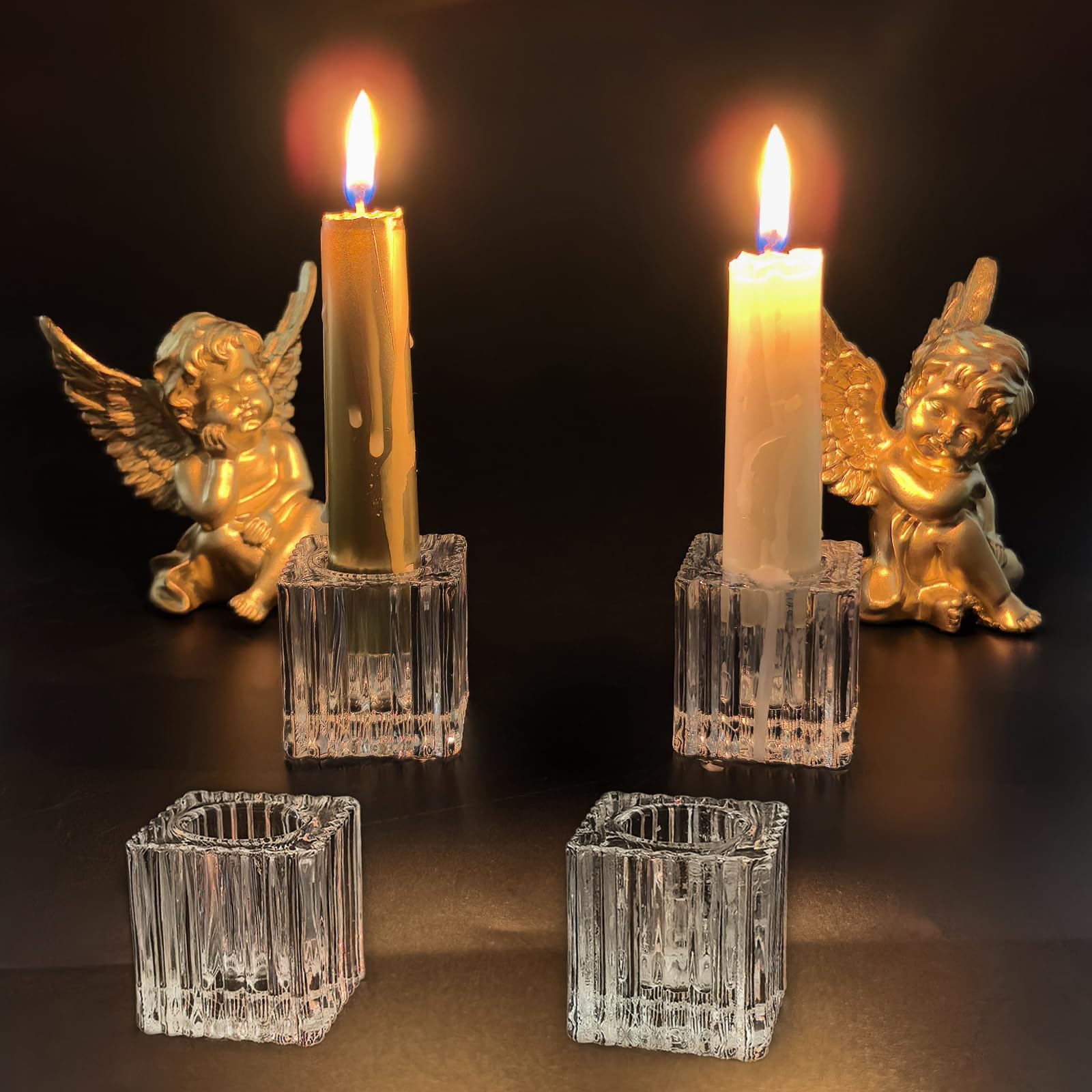 Transparenter Glas-Kerzenhalter Für Spitzkerzen – 14,5 Cm Hoch, Eleganter Tischdeko Für Hochzeit & Weihnachten