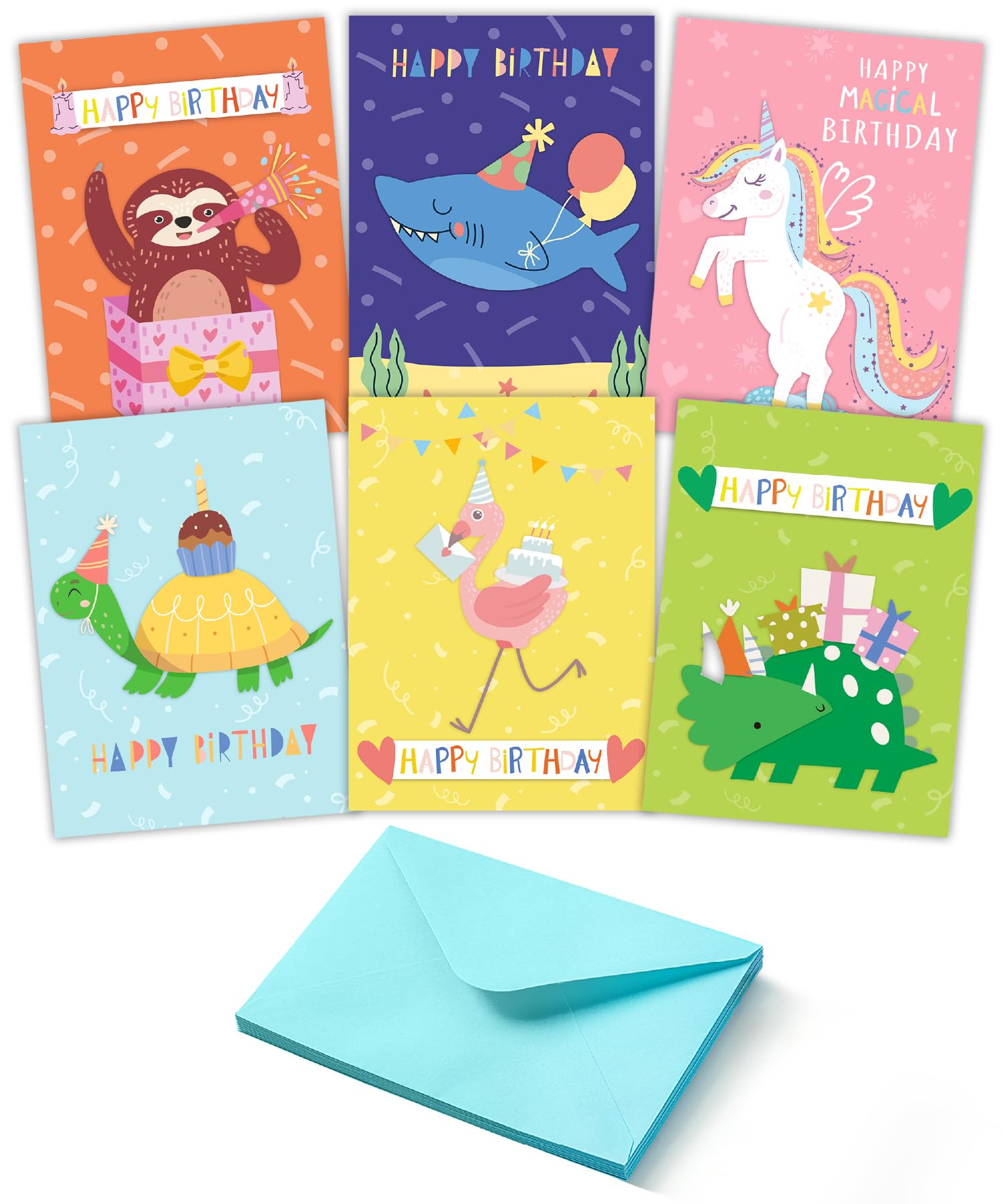 Mr. Pen- Happy Birthday Cards with Envelopes, 48 Pack, 3.75" x 5.2", Animal Design, Blank Inside, Assorted Birthday Cards Bulk for Kids