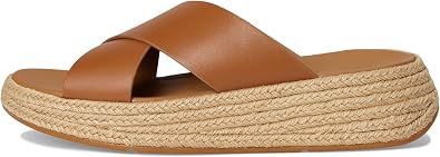 FitFlop F-Mode Metallic Leather/Cork Flatform Cross Slides